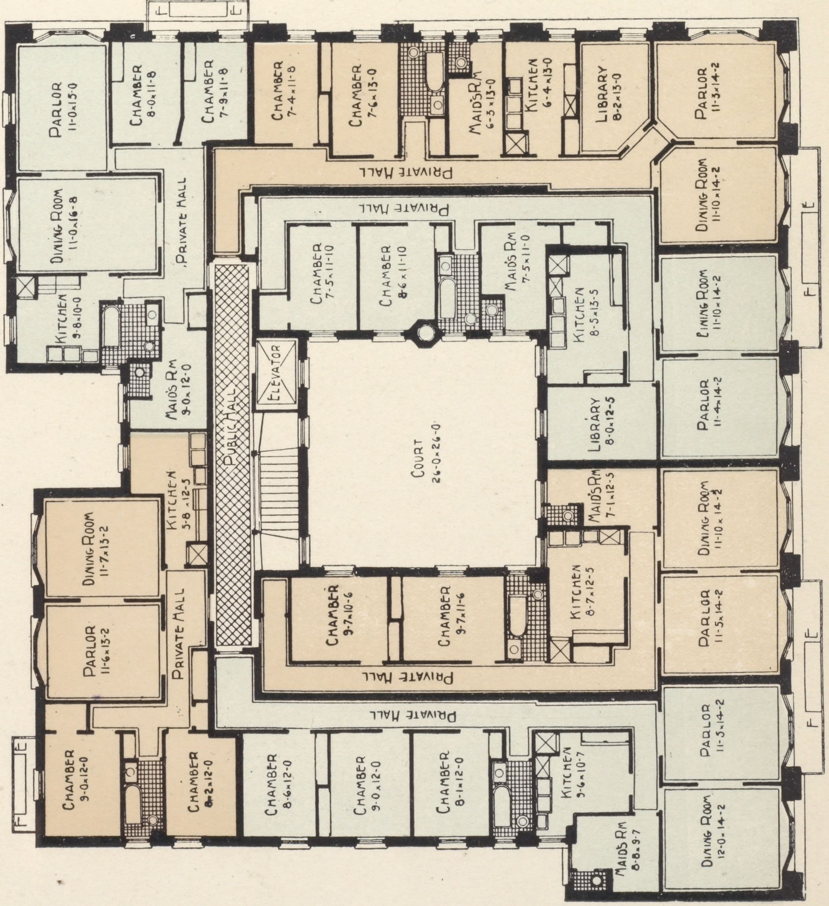 The Royal Arms, southwest corner Broadway and 138th Street; Plan of first floor; Plan of upper floors., 1908