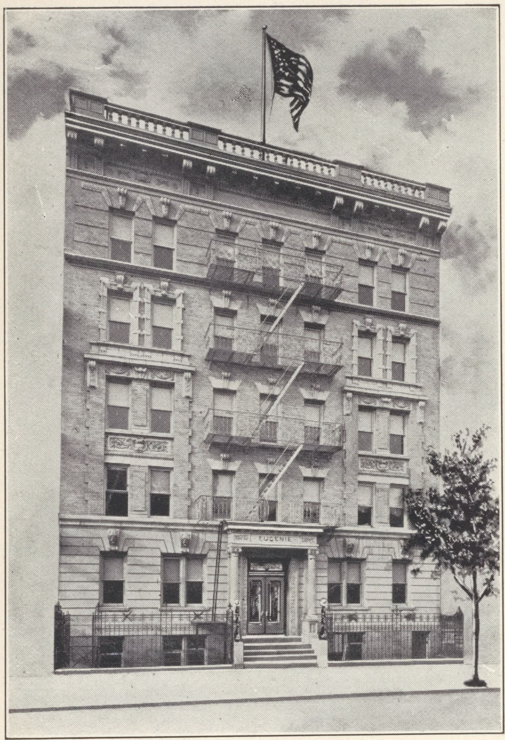 The Eugene, 521-523 West 182nd Street; Plan of first floor; Plan of upper floors; View from the Eugene looking East.