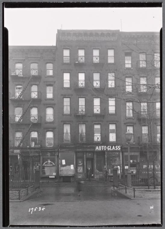 Tenements & storefronts; Hamilton Fish Park Restaurant, Scher Glass: 135-139 Pitt St.-E. Houston-Stanton, Manhattan