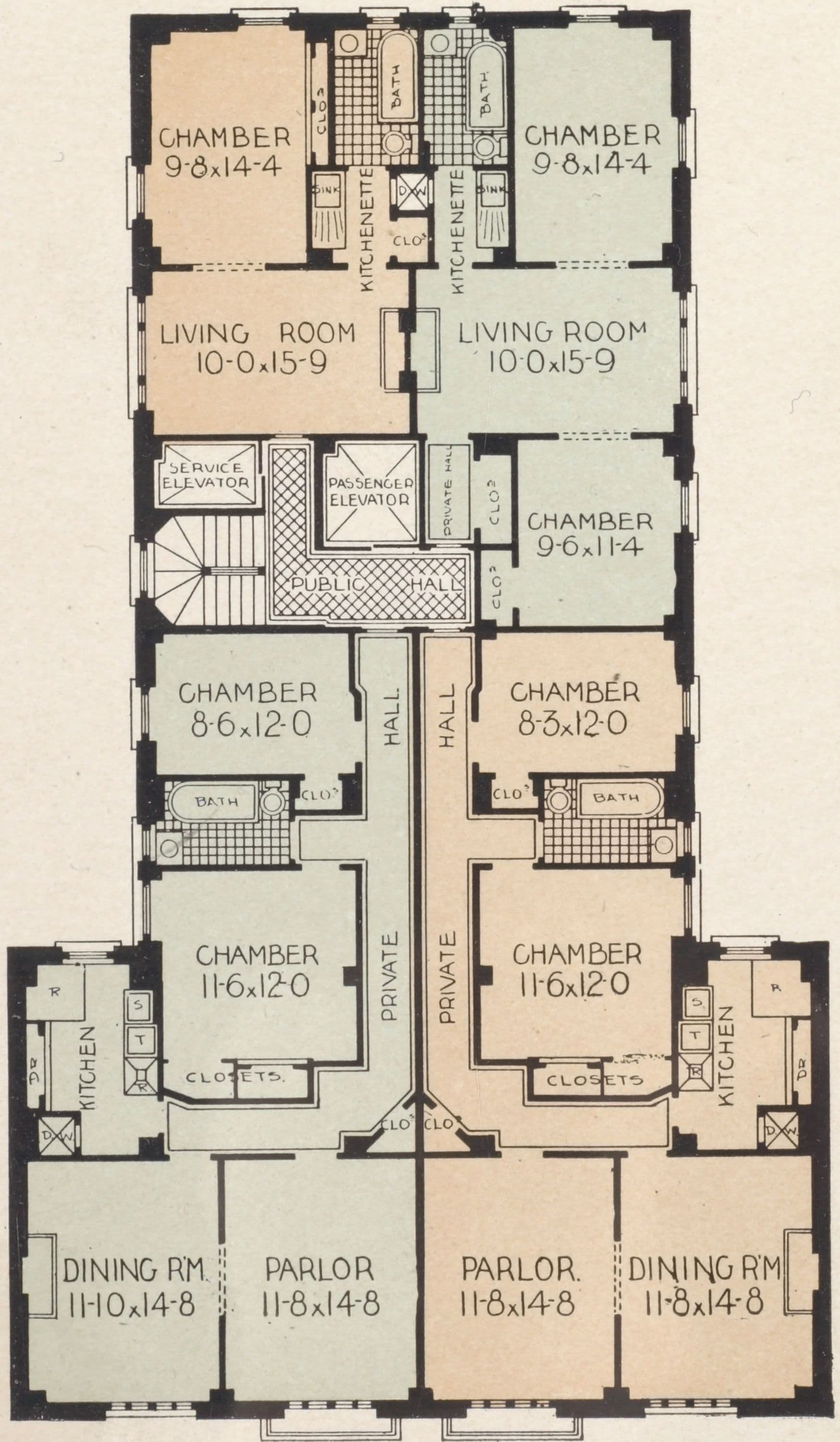 The Westerfield, 610 West 116th Street; Plan of upper floors; Plan of first floor; View from The Westerfield looking West