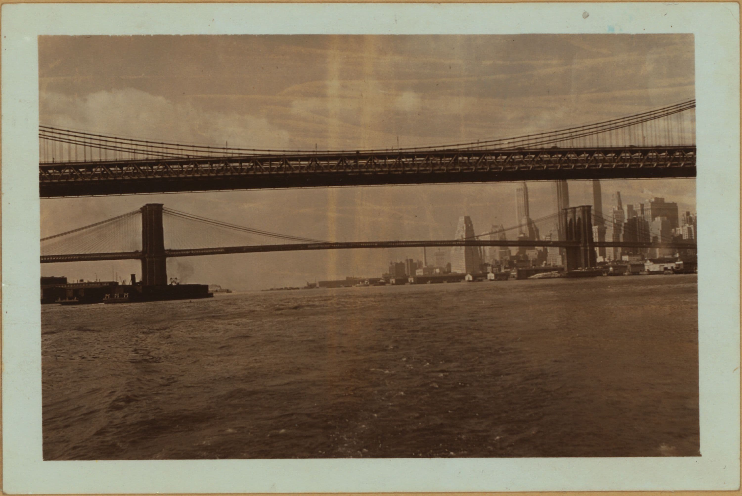 Bridges - Brooklyn Bridge - Manhattan Bridge - [Lower Manhattan skyline.]