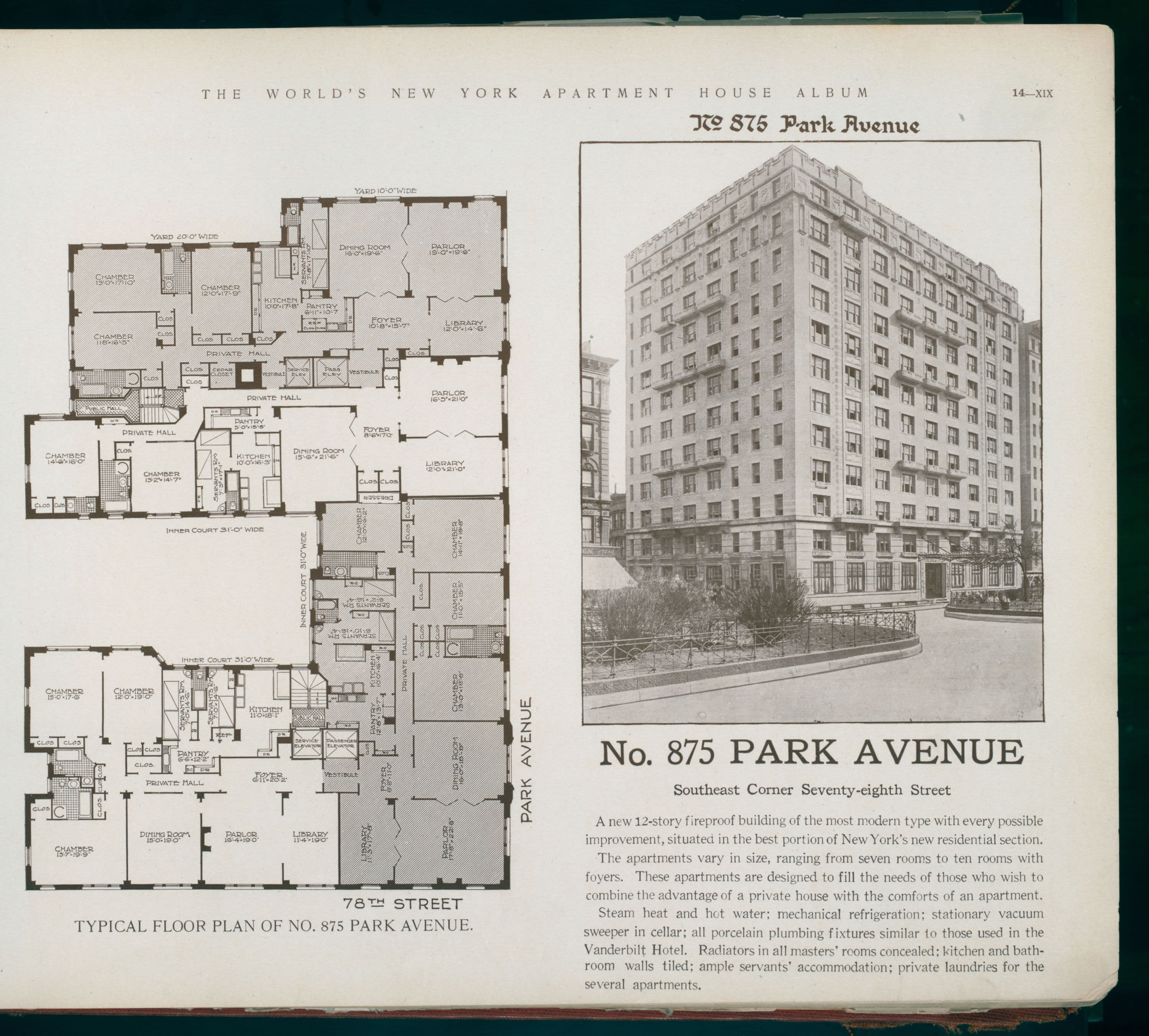 No. 875 Park Avenue. Southeast Corner Seventy-eighth Street.