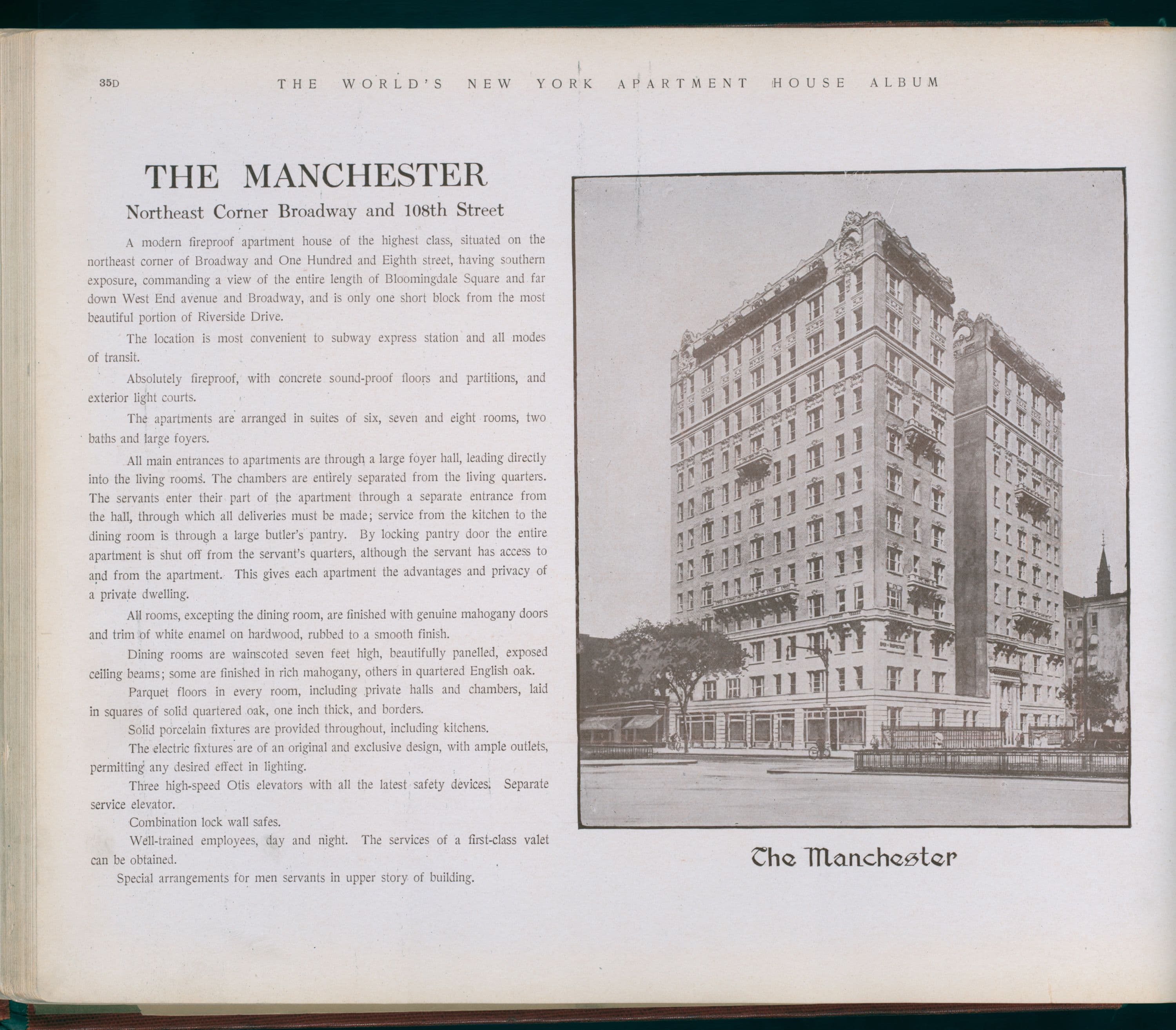 The Manchester. Northeast Corner Broadway and 108th Street.