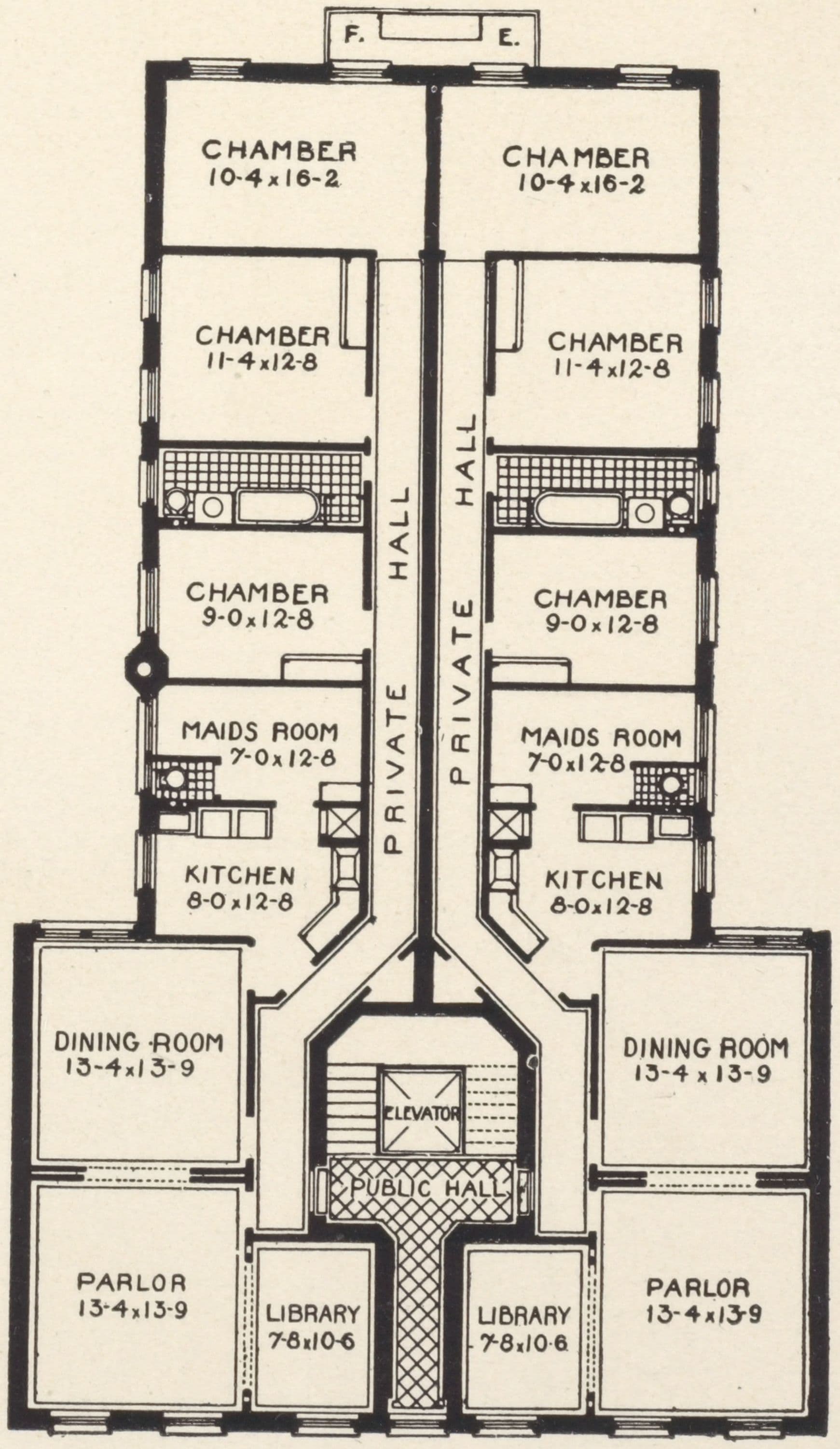 The Sarasota, 512 West 122nd Street; Plan of first floor; Plan of upper floors.