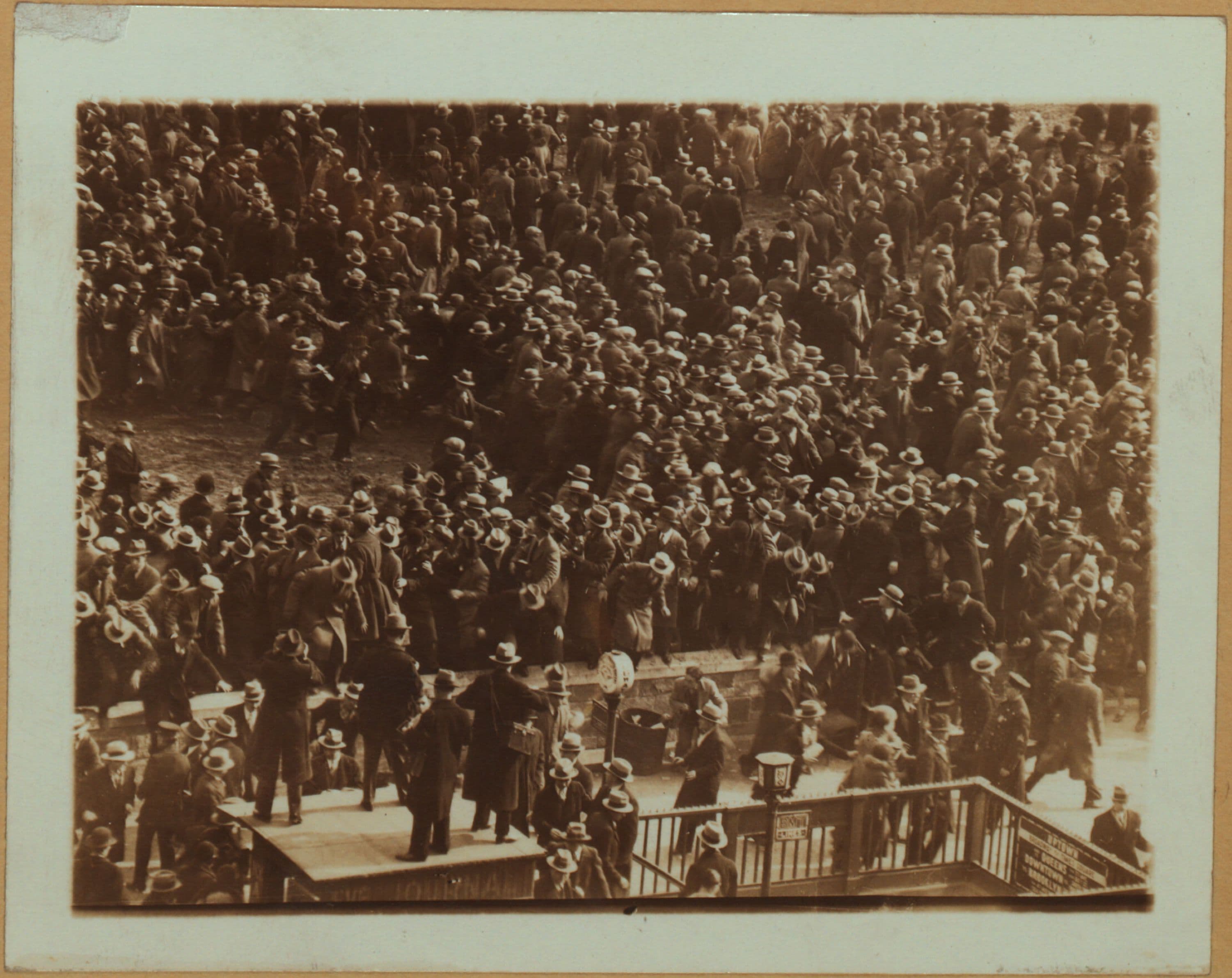 Strikes and demonstrations - [Panoramic scene of a disturbance at Union Square.]
