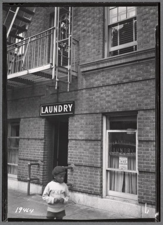 Paramount Laundry in ground floor apartment; closer view of #19468: 76 St. Nicholas Place- W. 153rd St., Manhattan, 1938