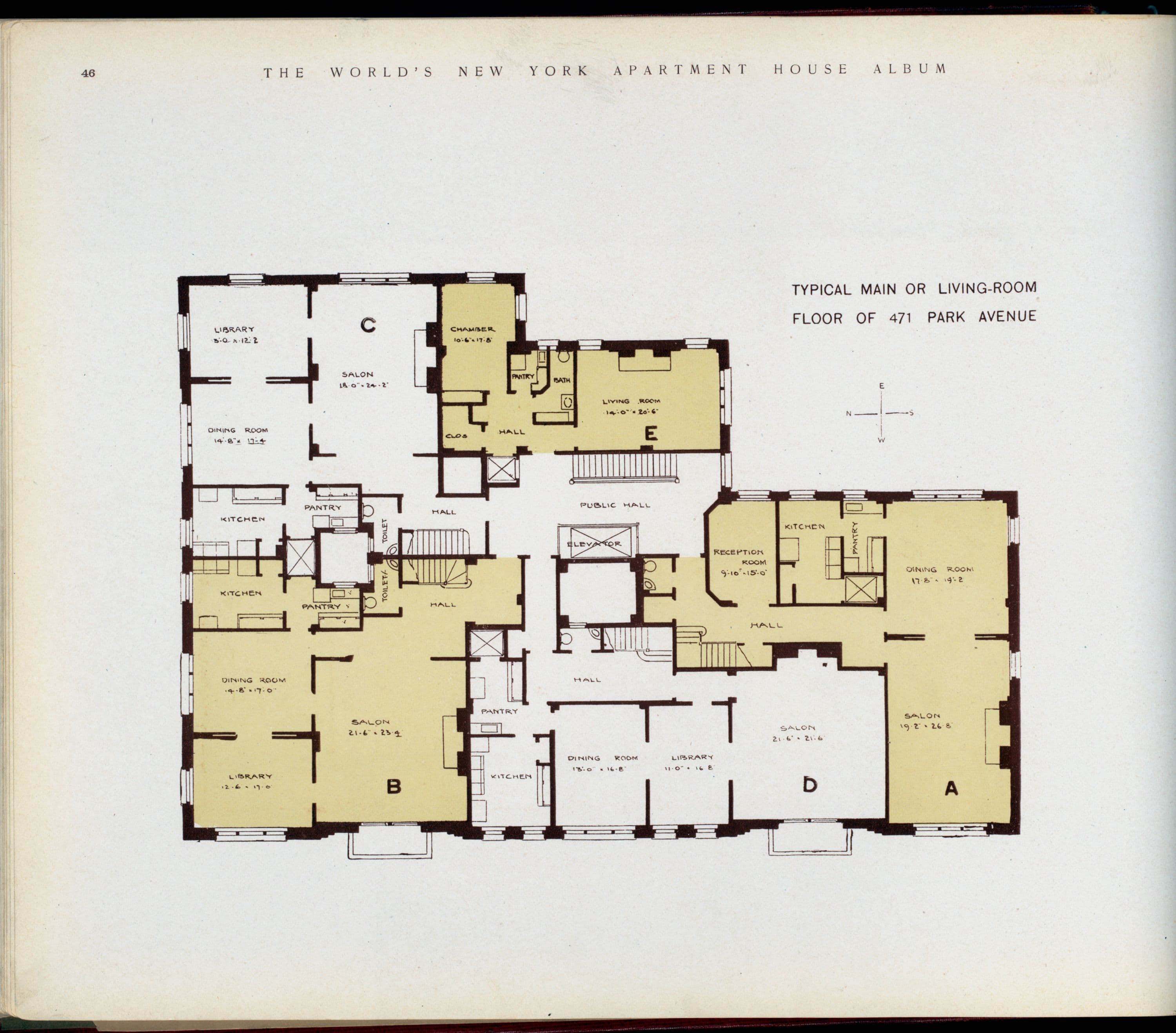 Typical Main or Living-room floor of 471 Park Avenue.