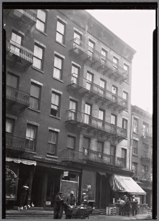 Storefronts and tenements; M. Shultz Meats: 2nd Av - E.119th St - E 120thSt, Manhattan, 1935