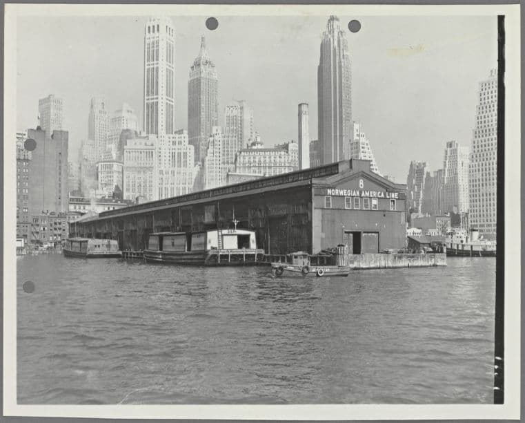 Norwegian American Line at Pier 8, East River]