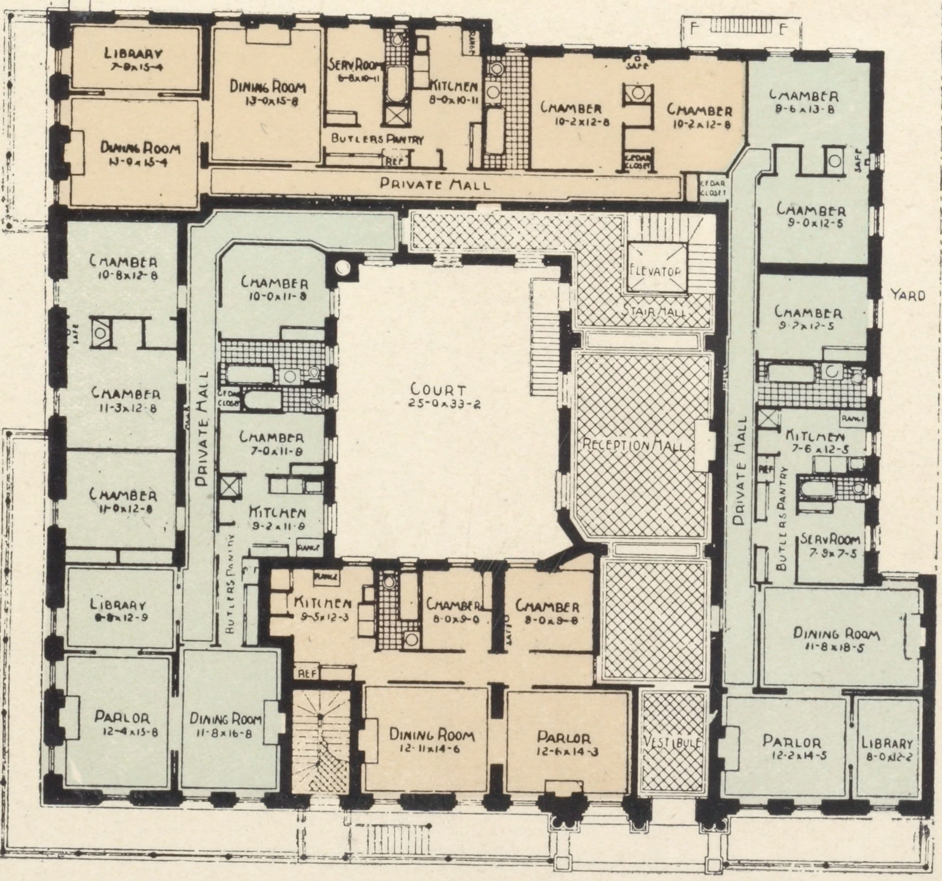 The Ambassador, southeast corner Madison Avenue and 97th Street; Plan of first floor; Plan of upper floors.