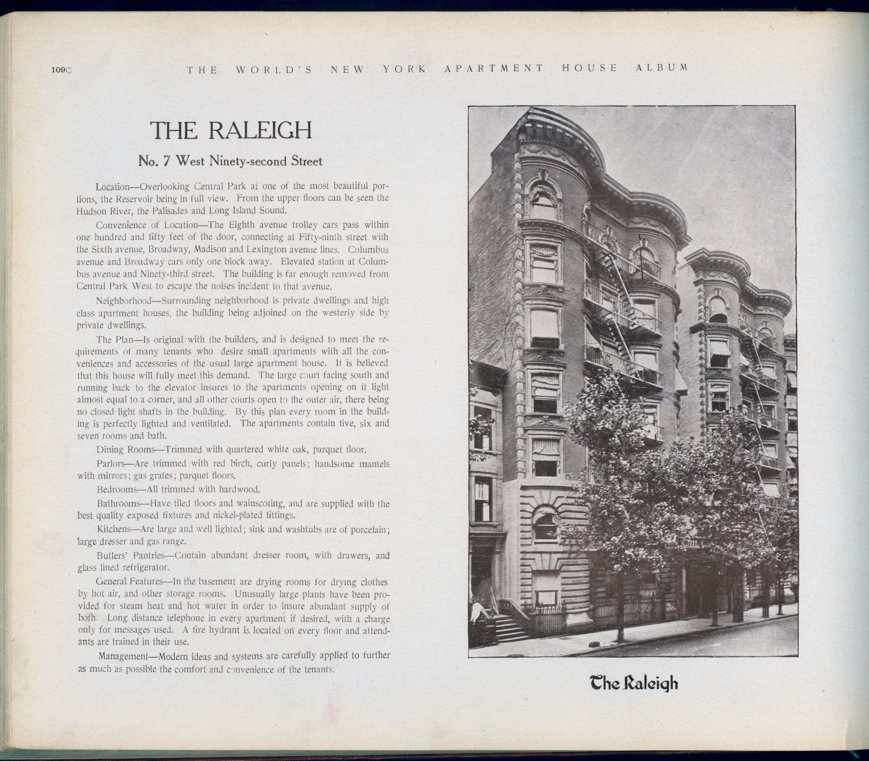 The Raleigh. No. 7 West Ninety-second Street.