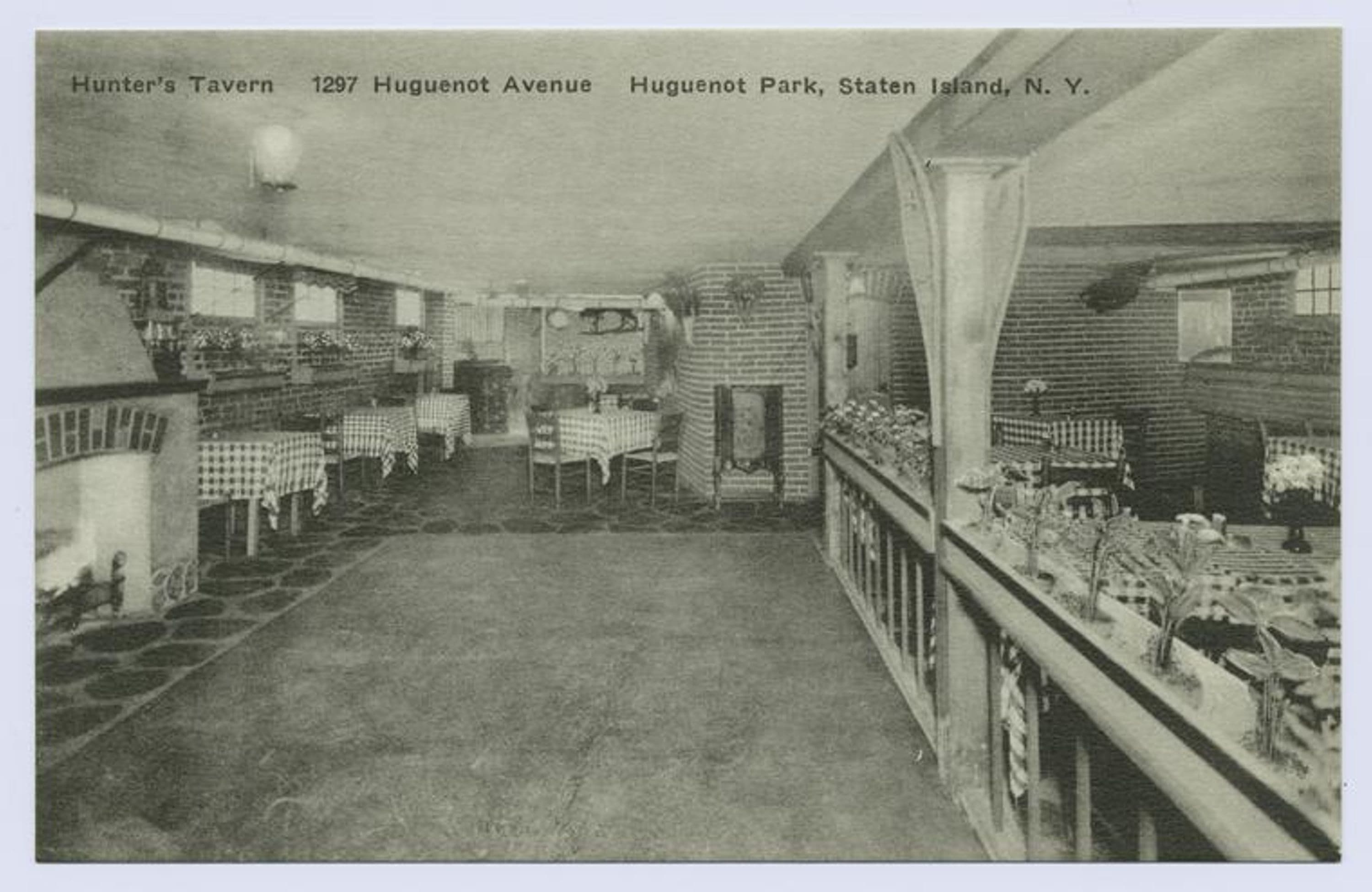 Hunter's Tavern, 1297 Huguenot Avenue, Huguenot Park, Staten Island, N.Y. [int. of dining area with hearth and dance floor]