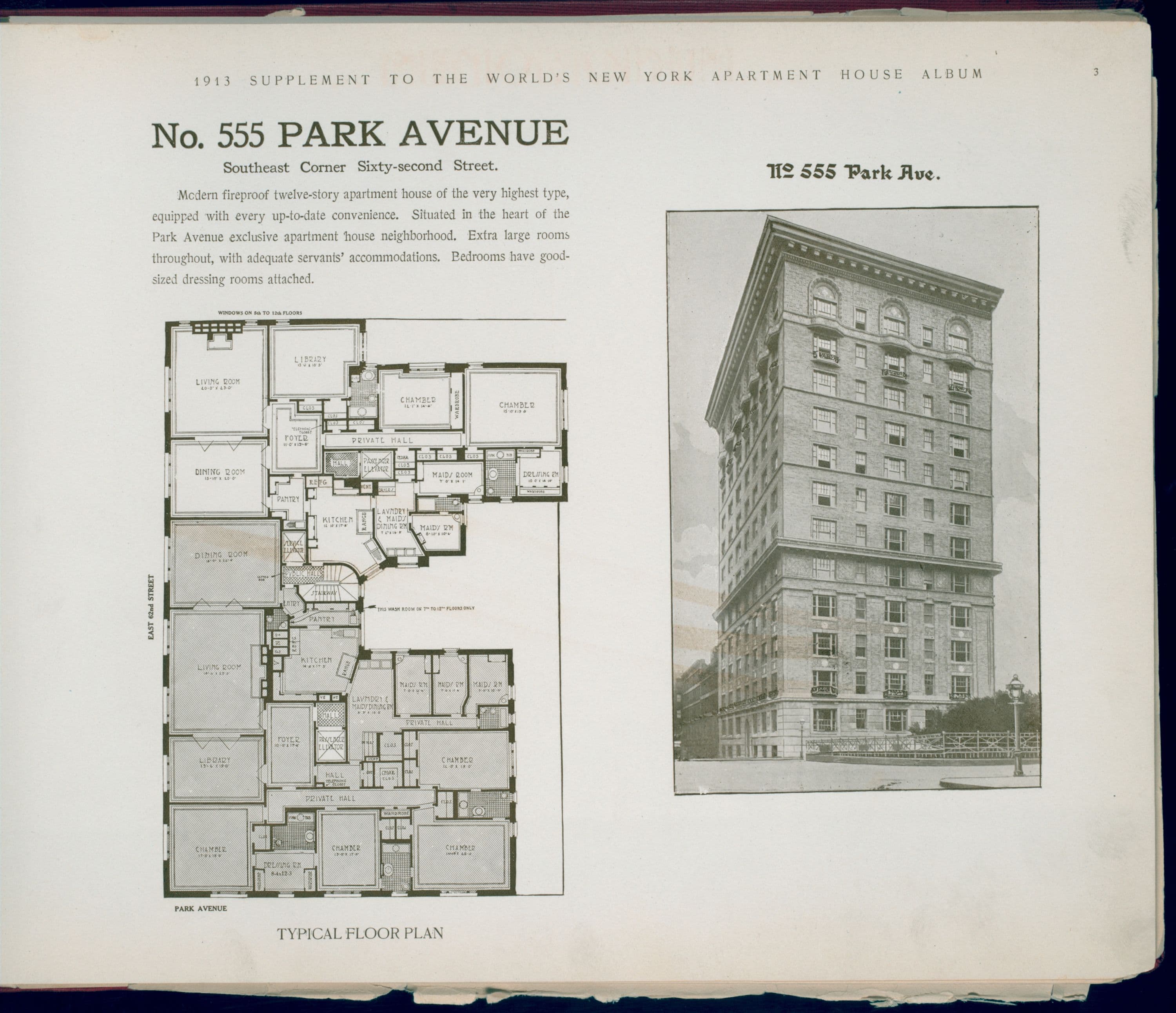 No. 555 Park Avenue. Southeast Corner Sixty-second Street.