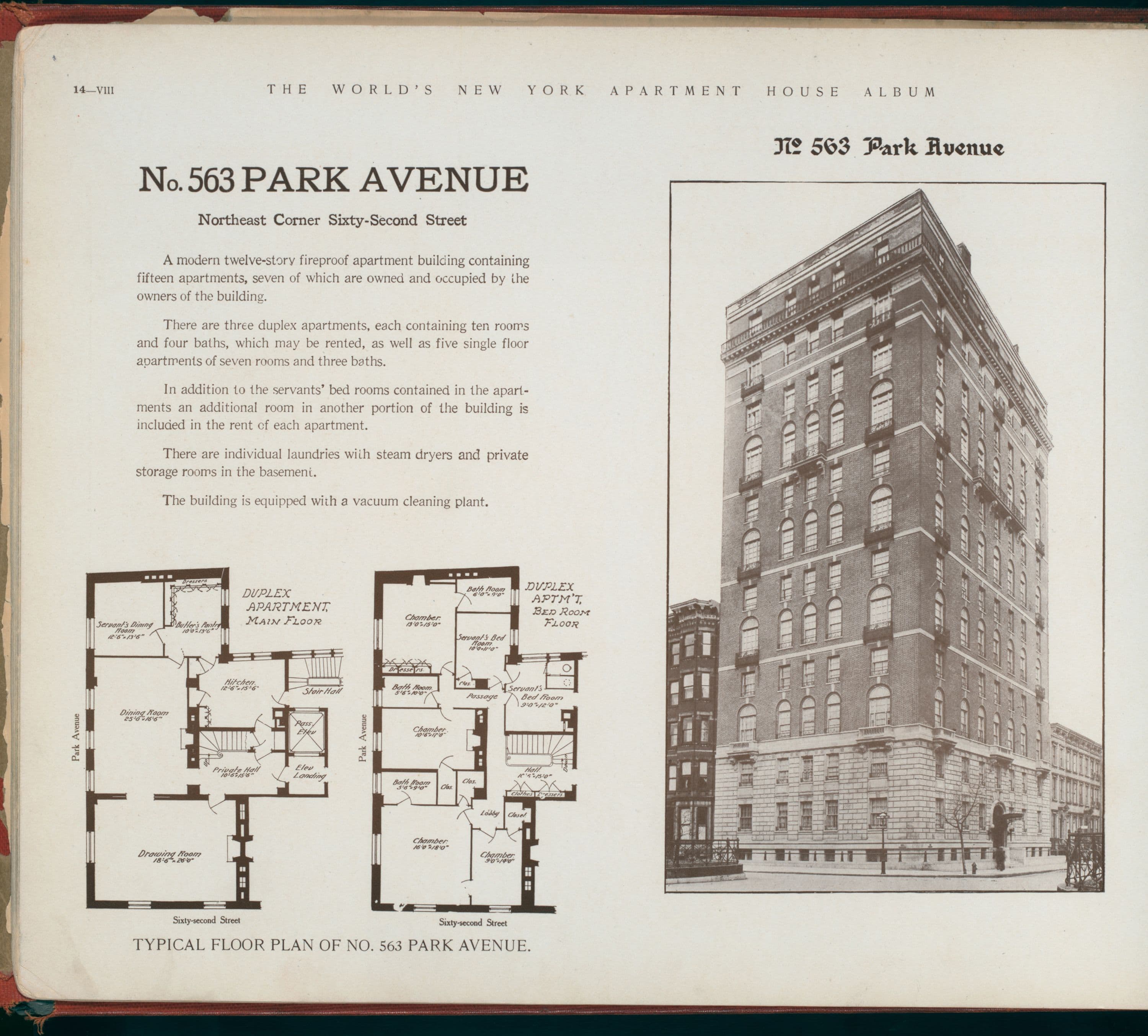 No. 563 Park Avenue. Northeast Corner Sixty-second Street.
