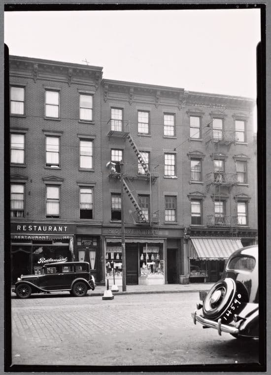 Storefronts and tenements; H. Delventhal Meats: 123-129 Atlantic Ave.-Henry St., Brooklyn