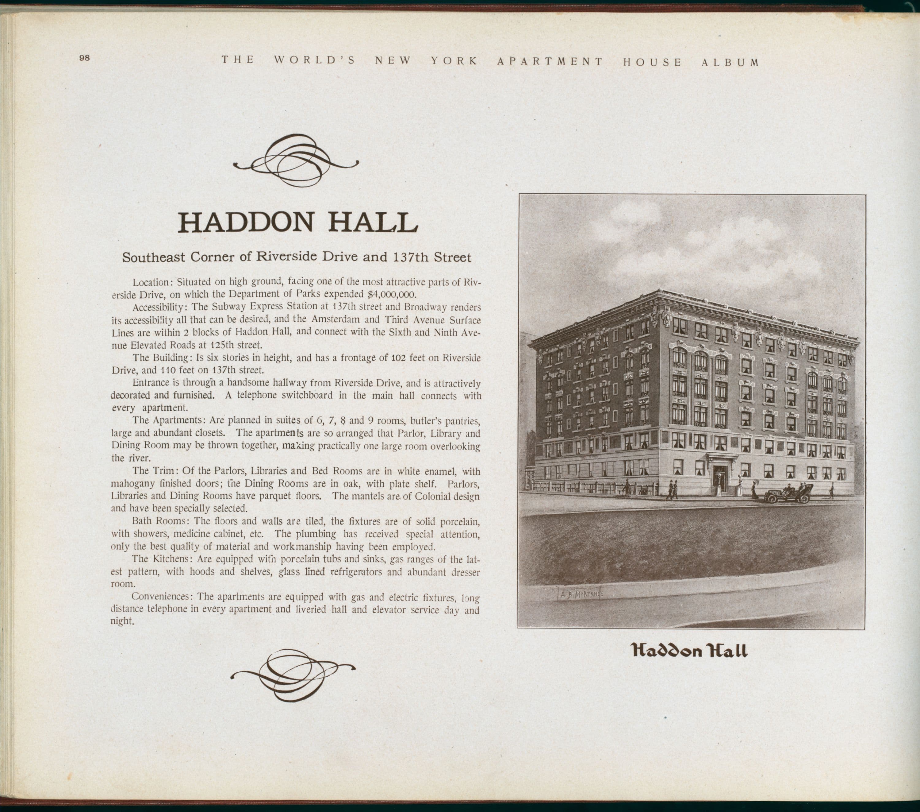 Haddon Hall. Southeast Corner of Riverside Drive and 137th Street.