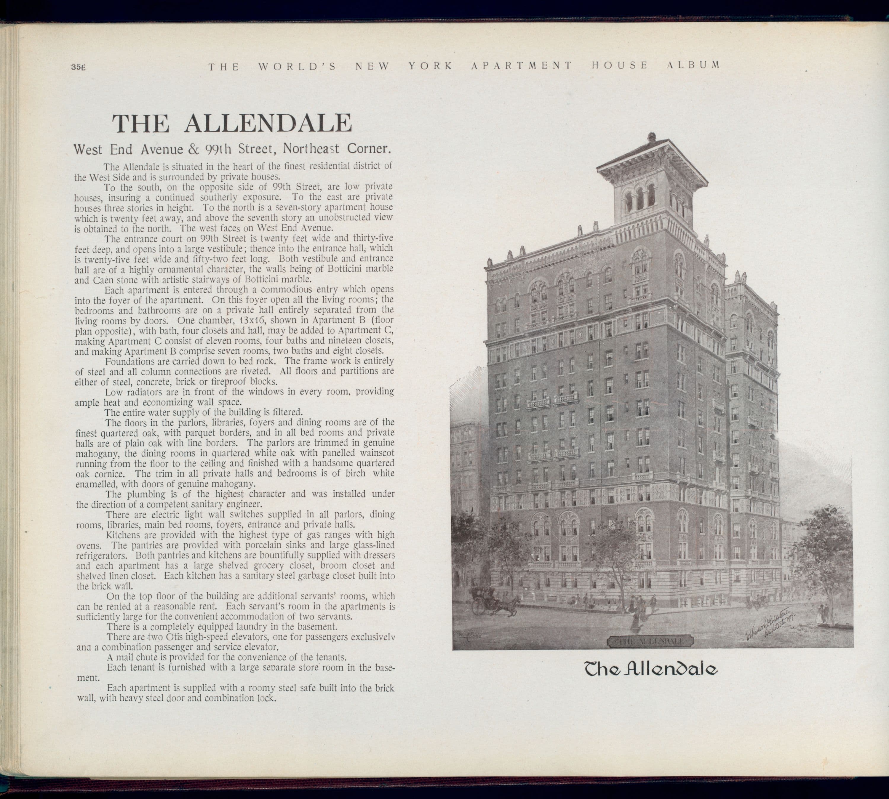 The Allendale. West End Avenue & 99th Street, Northeast Corner.