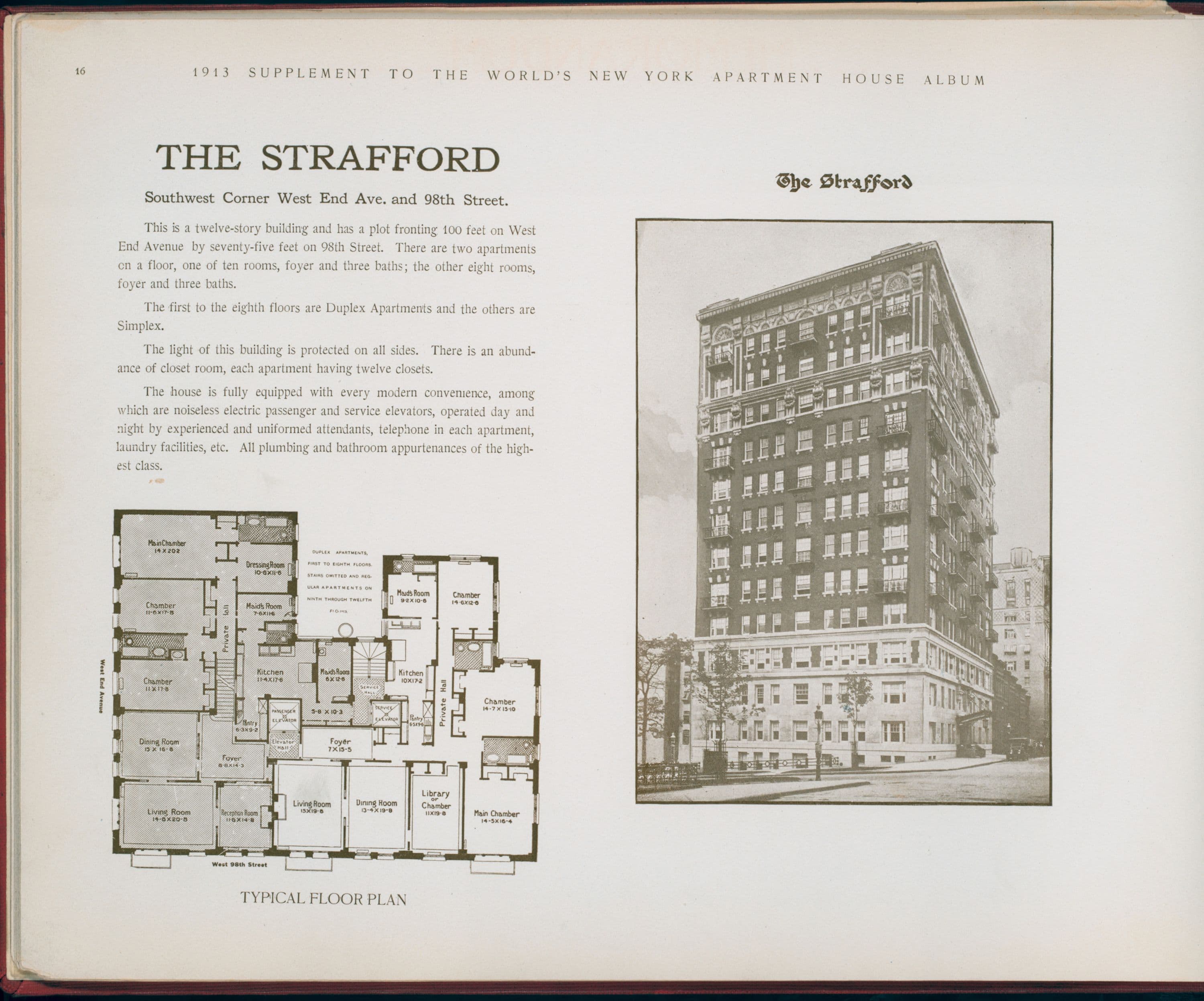 The Strafford. Southwest Corner West End Avenue and 98th Street.