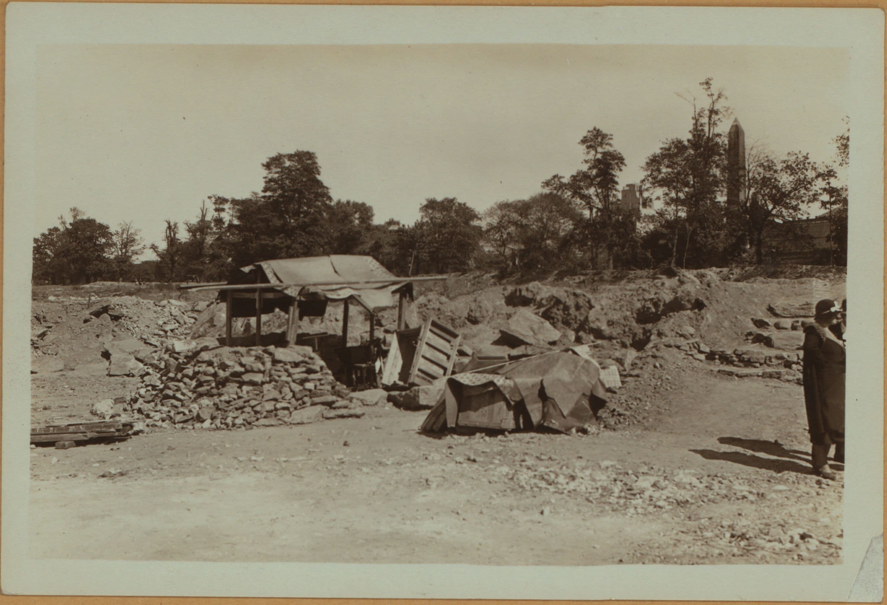 Squatters Colony - Central Park, Manhattan - [Shacks on the lower reservoir site.]