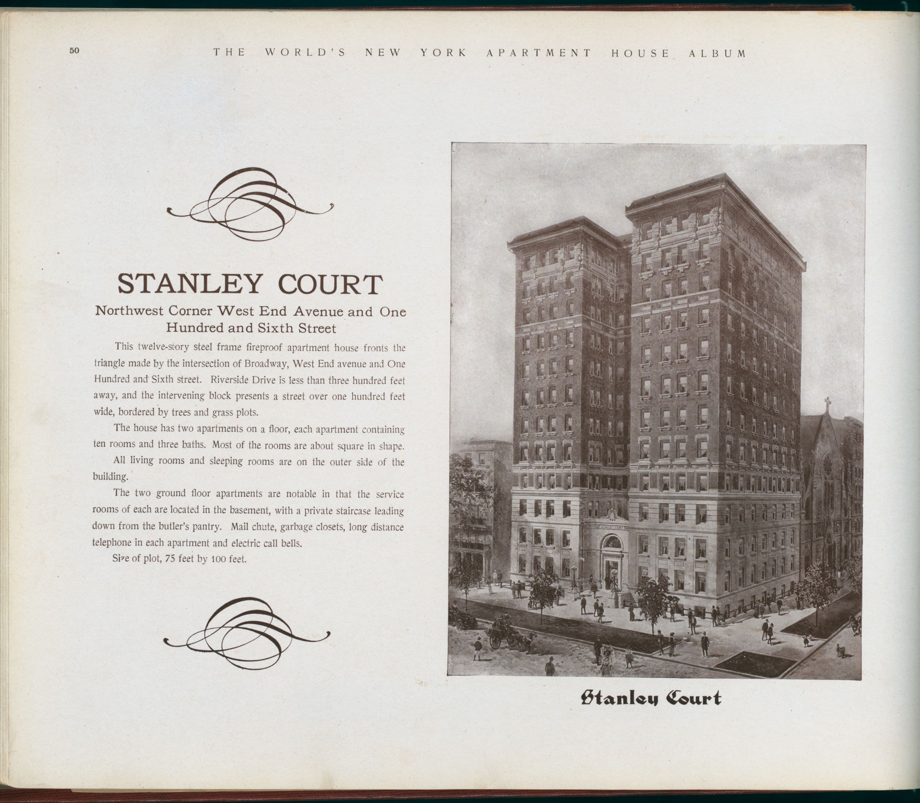 Stanley Court. Northwest Corner West End Avenue and One Hundred and Sixth Street.