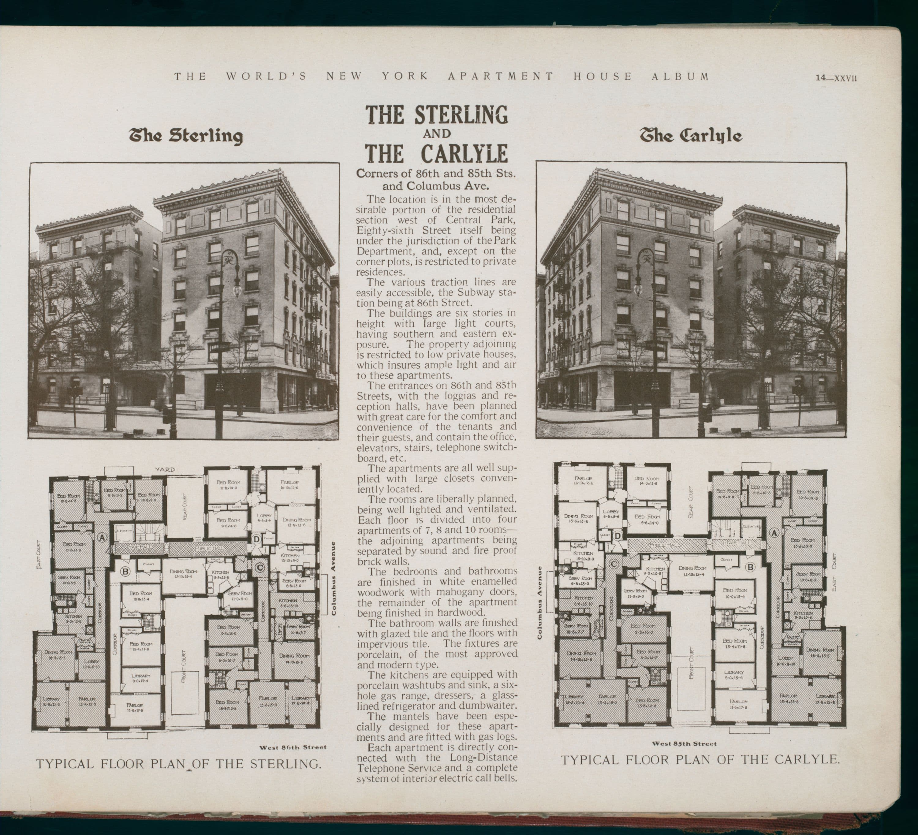 The Sterling and The Carlyle. Corners of 86th and 85th Streets and Columbus Avenue., 1910-03