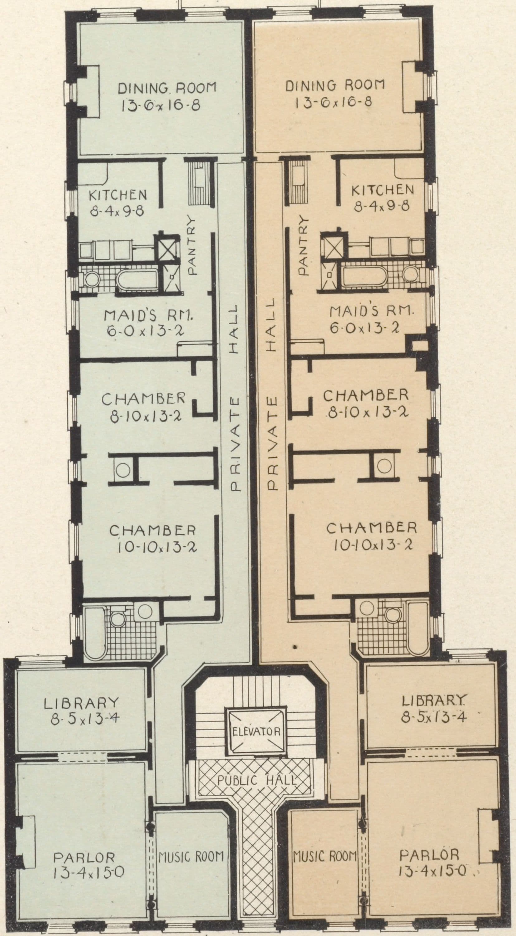 The Hyperion, 318-320 West 84th Street; Plan of first floor; Plan of upper floors.