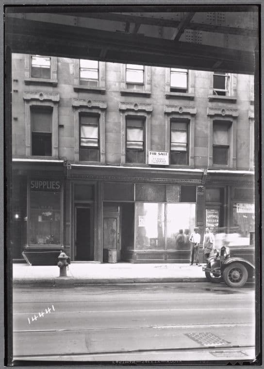 Storefronts; Fulton St. El line; M. Henzeloff Carpenter: 1440 Fulton St.-Tompkins Ave., Brooklyn