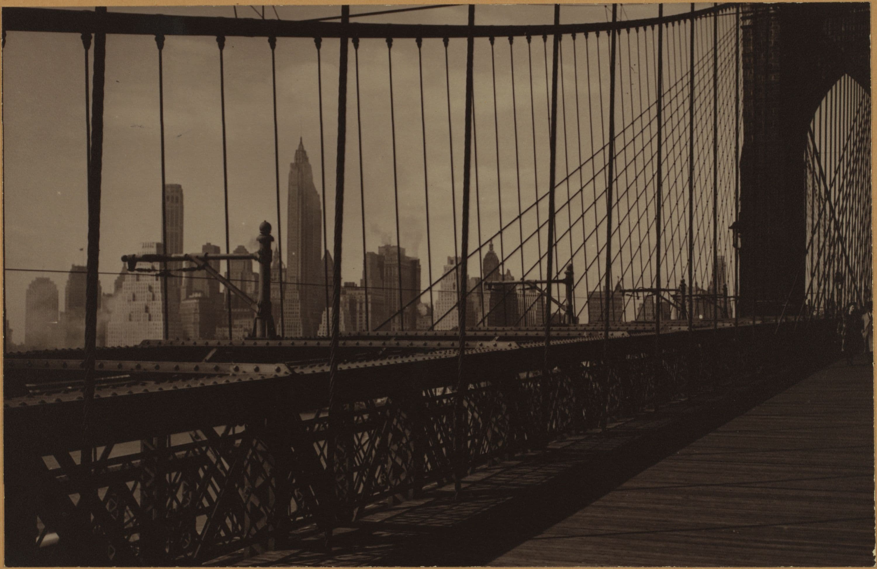 Bridges - Brooklyn Bridge - [Lower Manhattan skyline.]