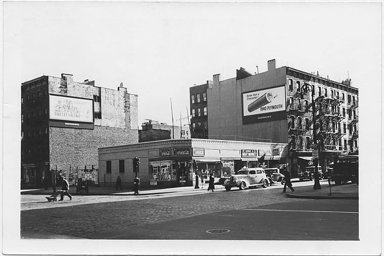 Avenue B at 14th Street and , East side to Southeast, Manhattan