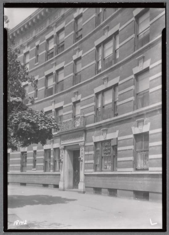 Bryna Court apartment building with Circle Beauty Salon: 195 Prospect Park West-14th St-15 St., Brooklyn