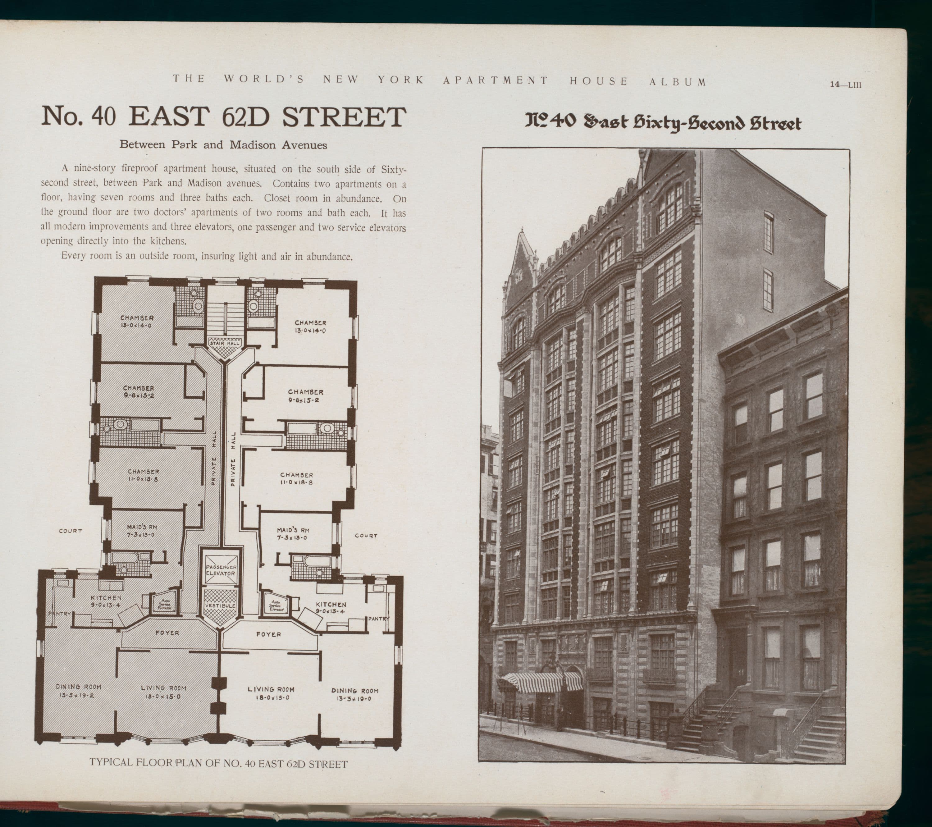No. 40 East 62D Street. Between Park and Madison Avenues.