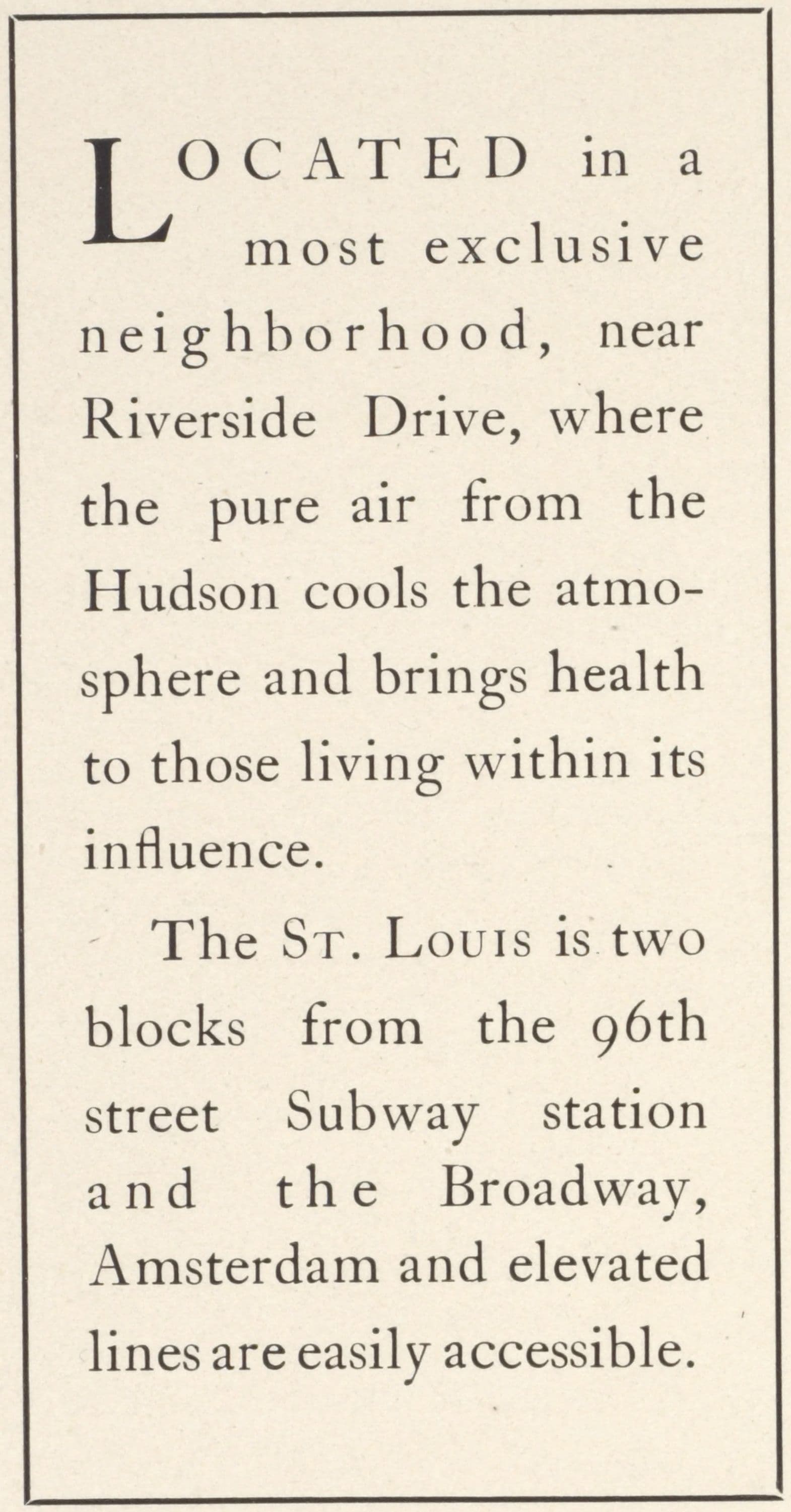 The St. Louis, 319 West 94th Street; Plan of first floor; Plan of upper floors.
