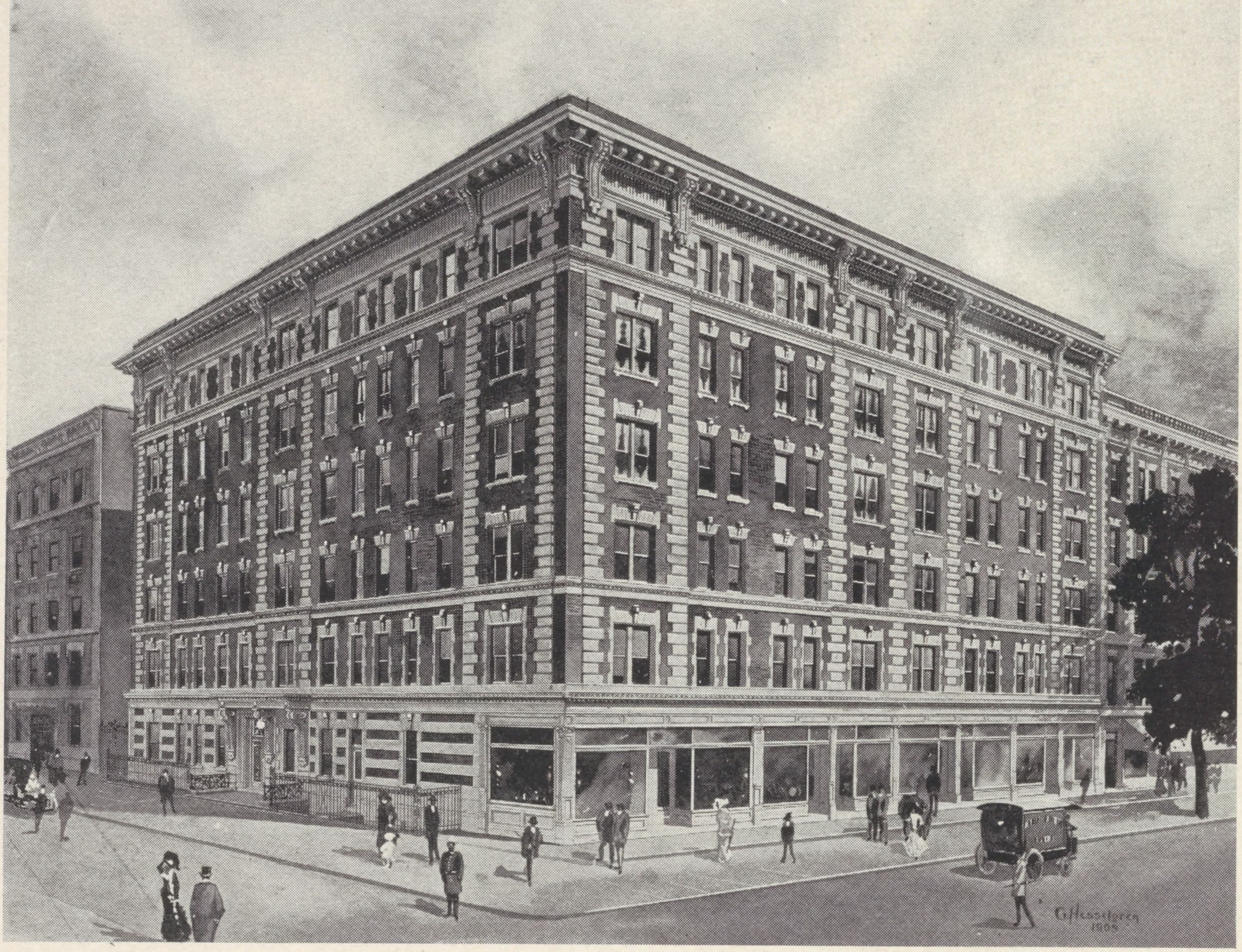 Southeast corner Broadway and 180th Street; Plan of first floor; Plan of upper floors.