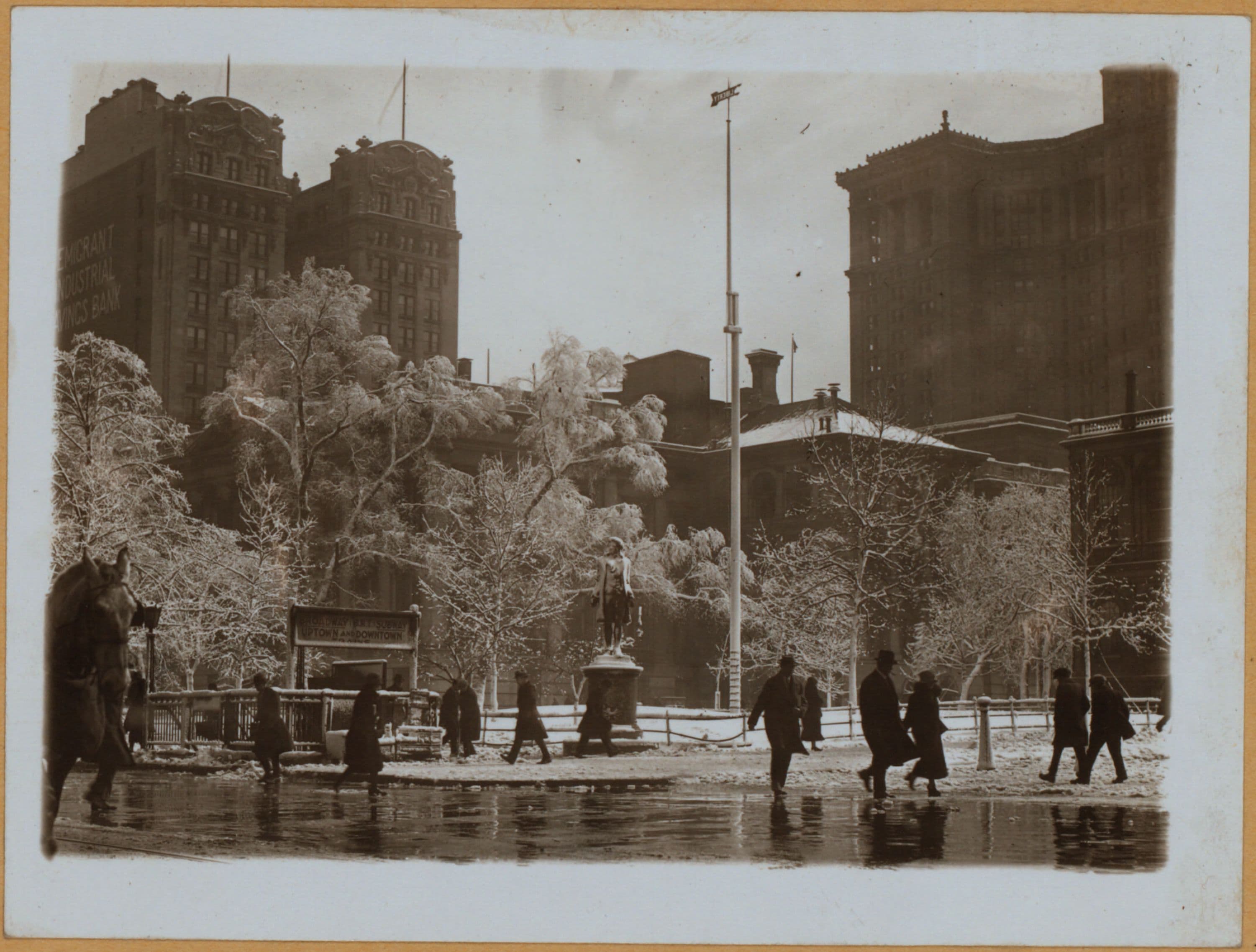 Manhattan: City Hall Park - [Fountain - statue of "Civic Virtue".], 1928