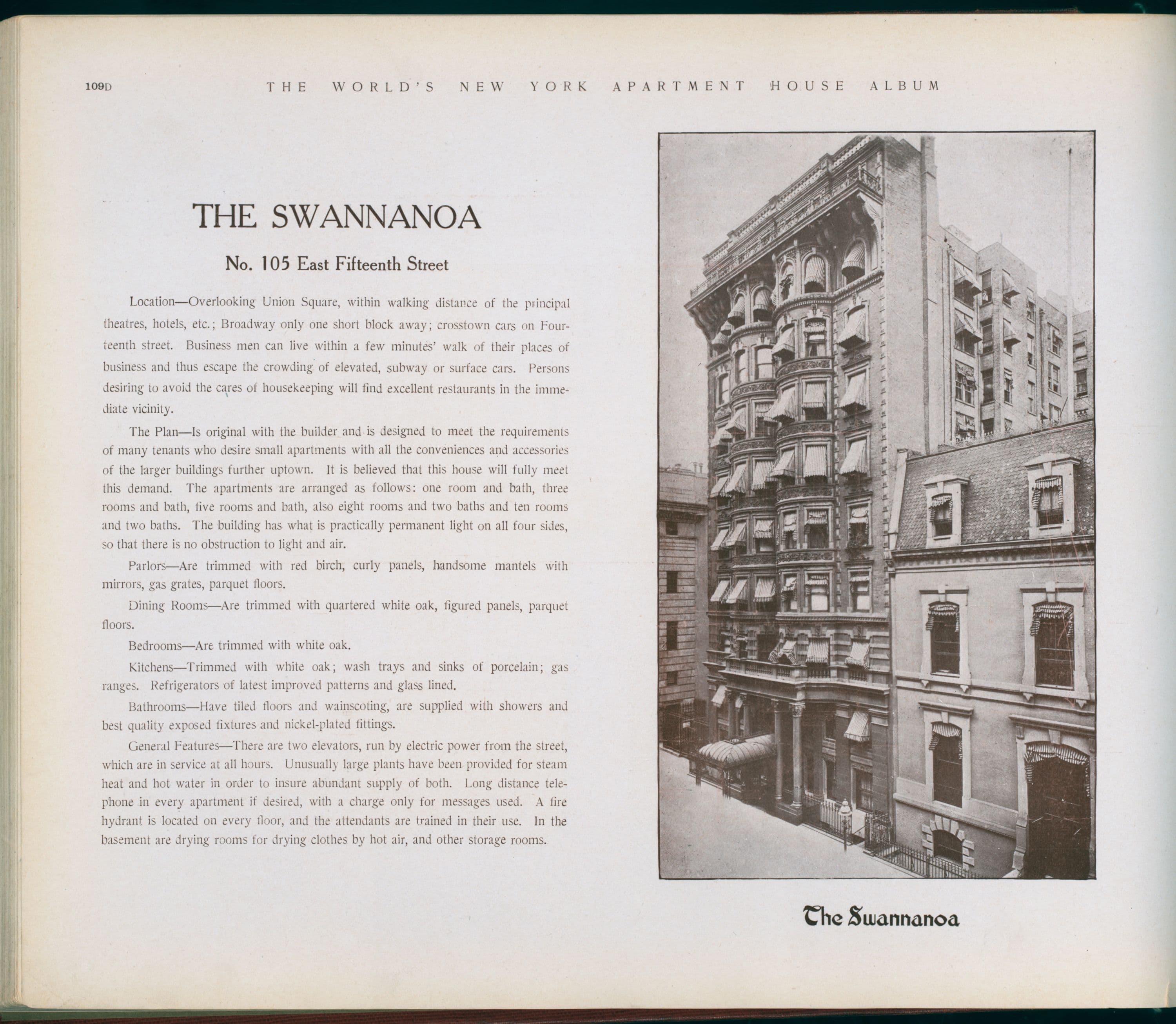 The Swannanoa. No. 105 East Fifteenth Street.