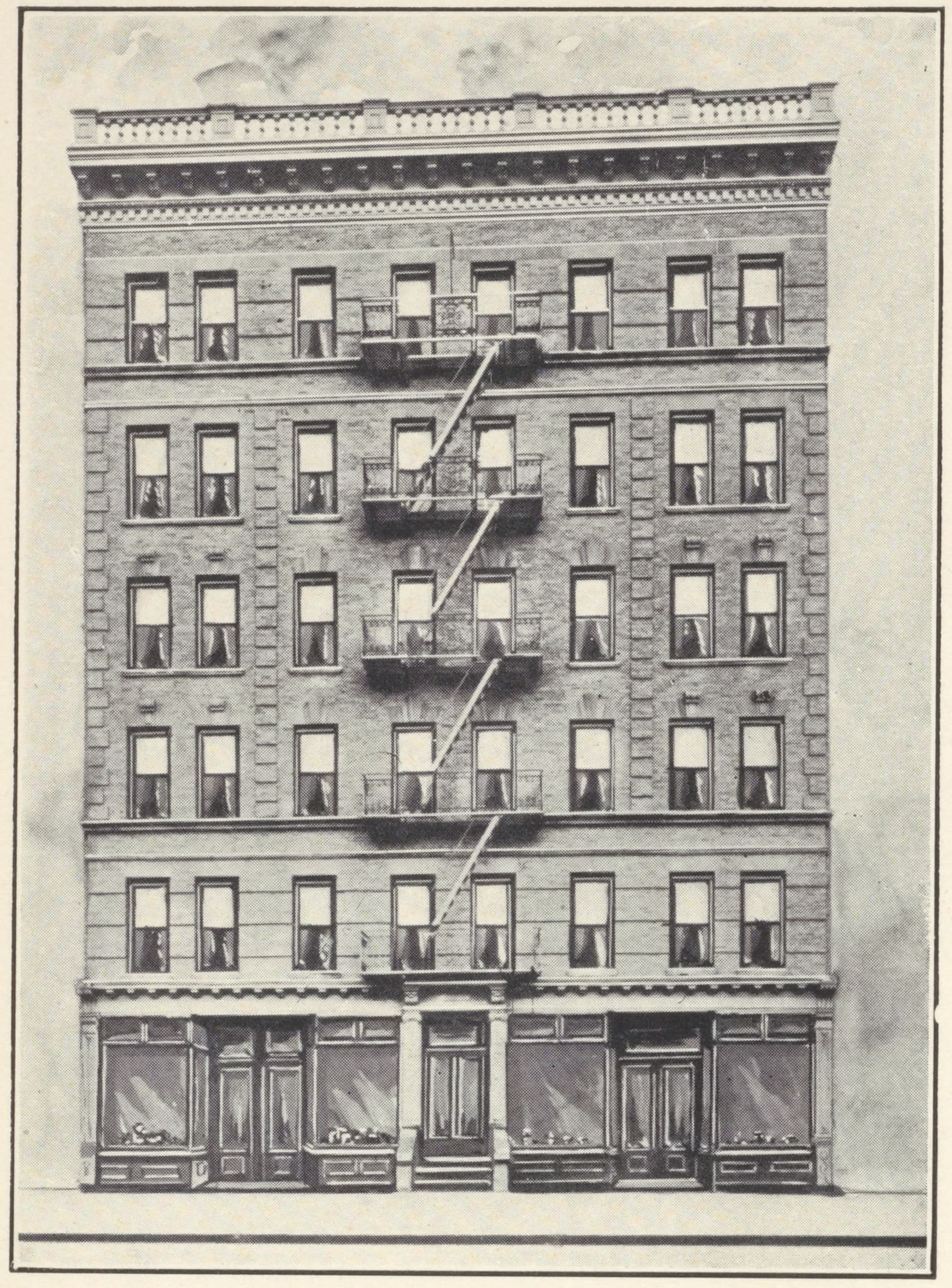 Modern apartments, 73-75 Manhattan Street, near Amsterdam Avenue; Plan of first floor; Plan of upper floors.