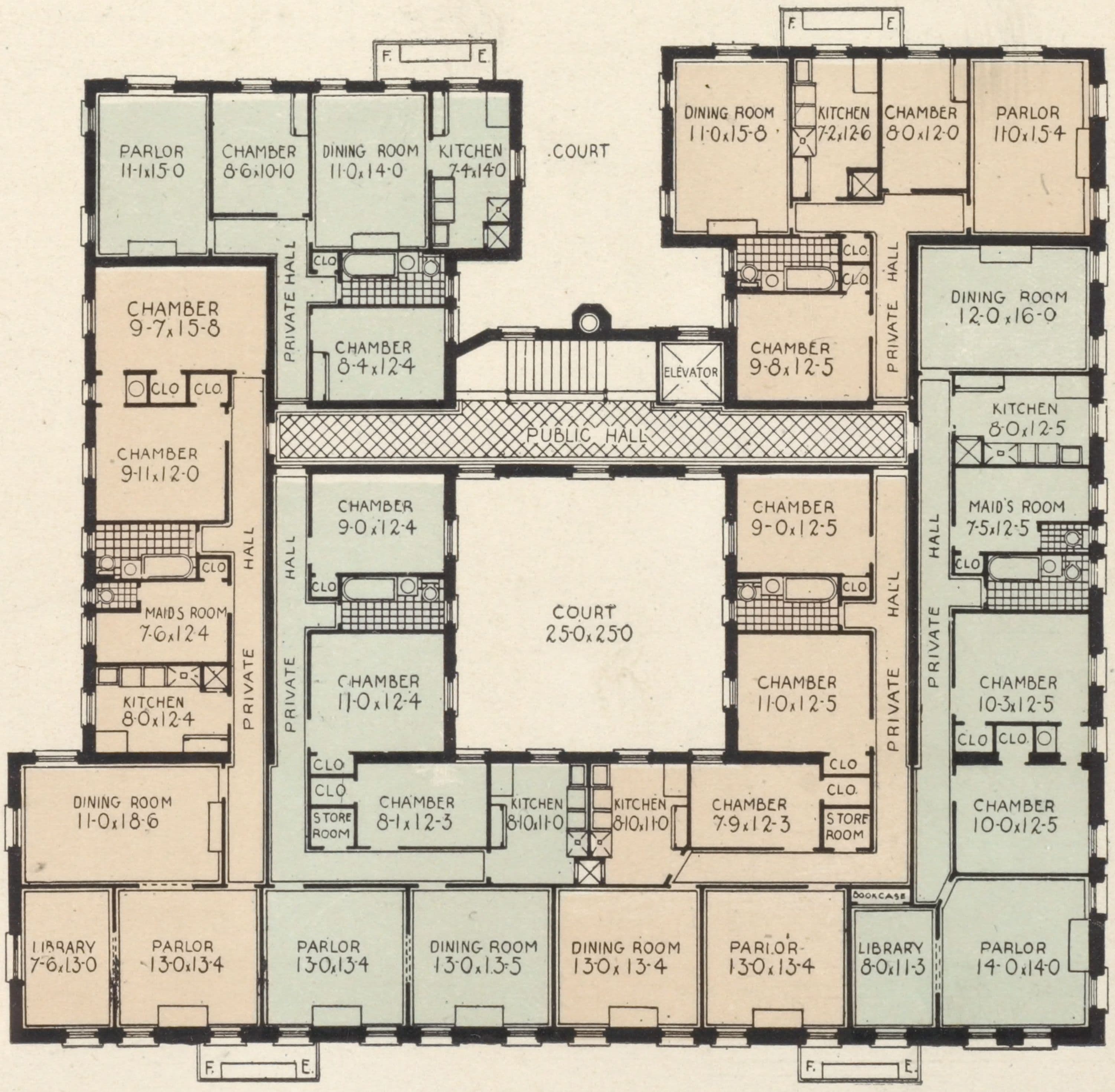 The Washington Heights, northeast corner Broadway and 159th Street; View looking south; Plan of first floor; Plan of upper floors.