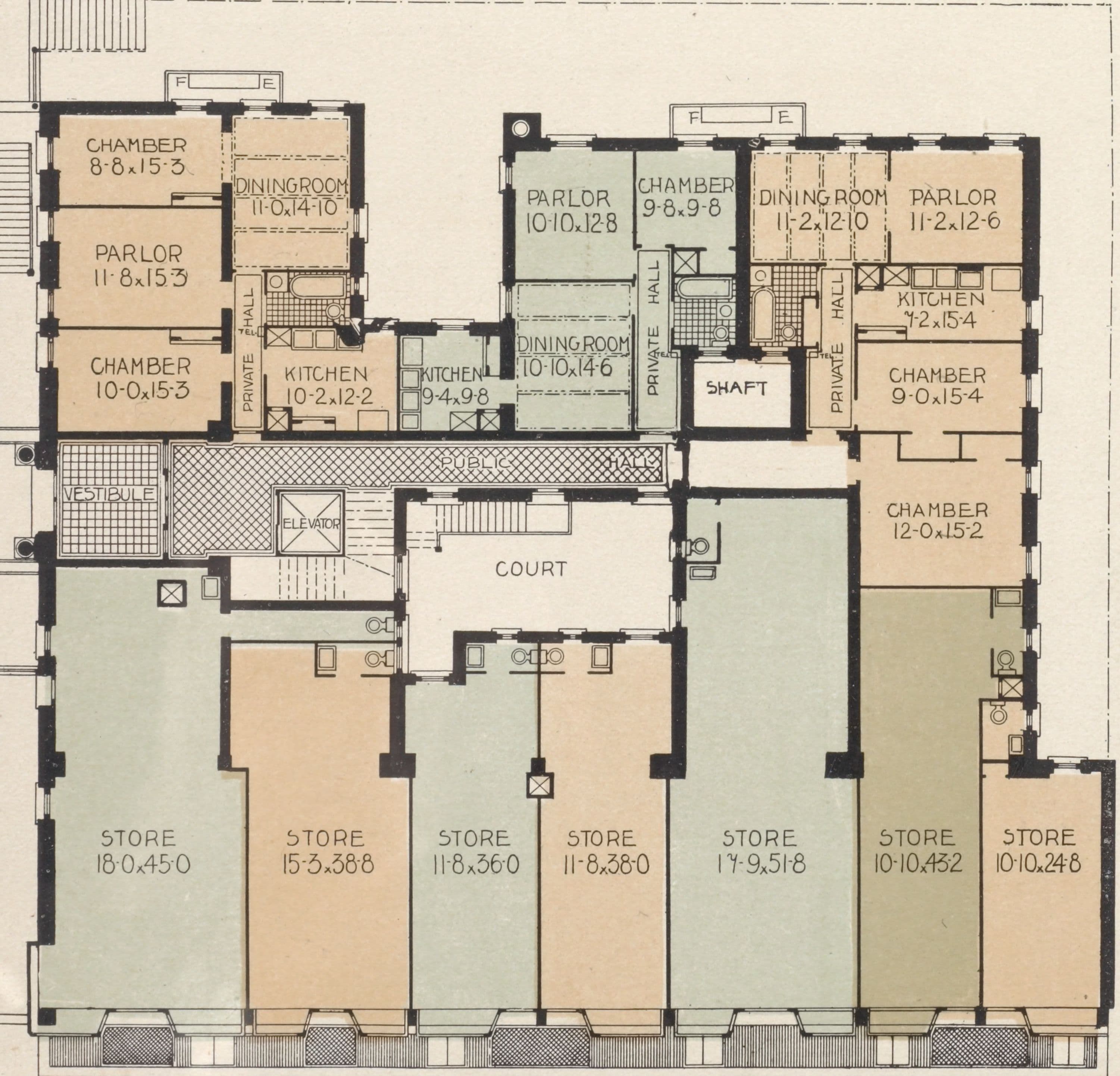 Rosbert Hall, southeast corner Broadway and 163d Street; Plan of first floor; Plan of upper floors.