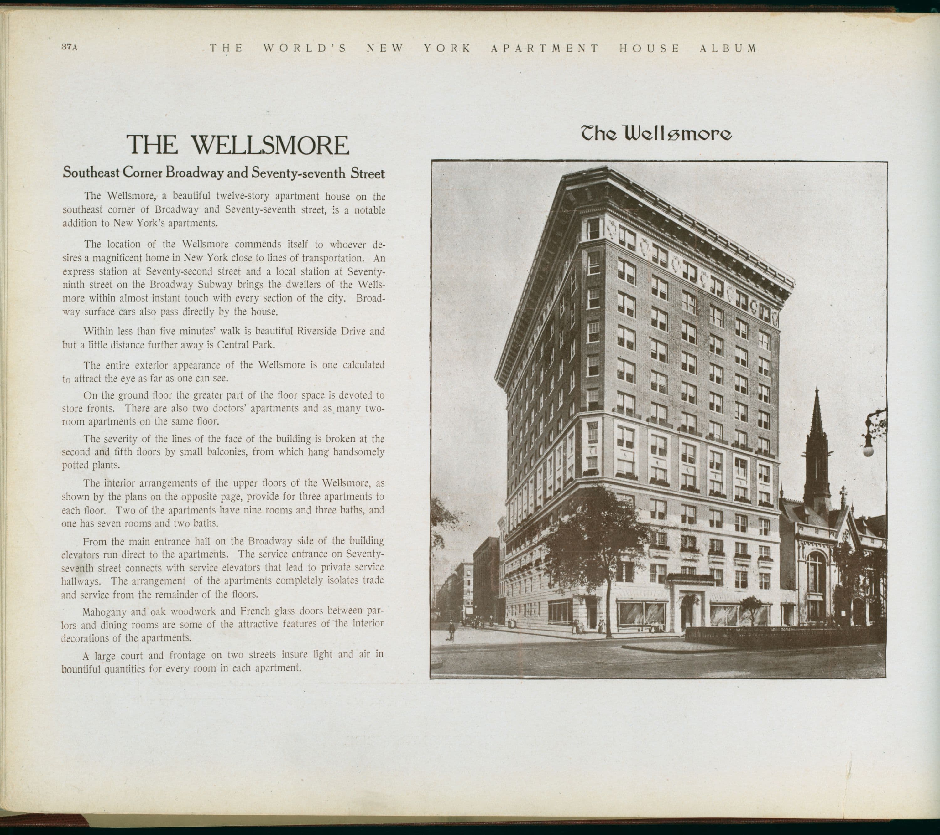The Wellsmore. Southeast Corner Broadway and Seventy-seventh Street.
