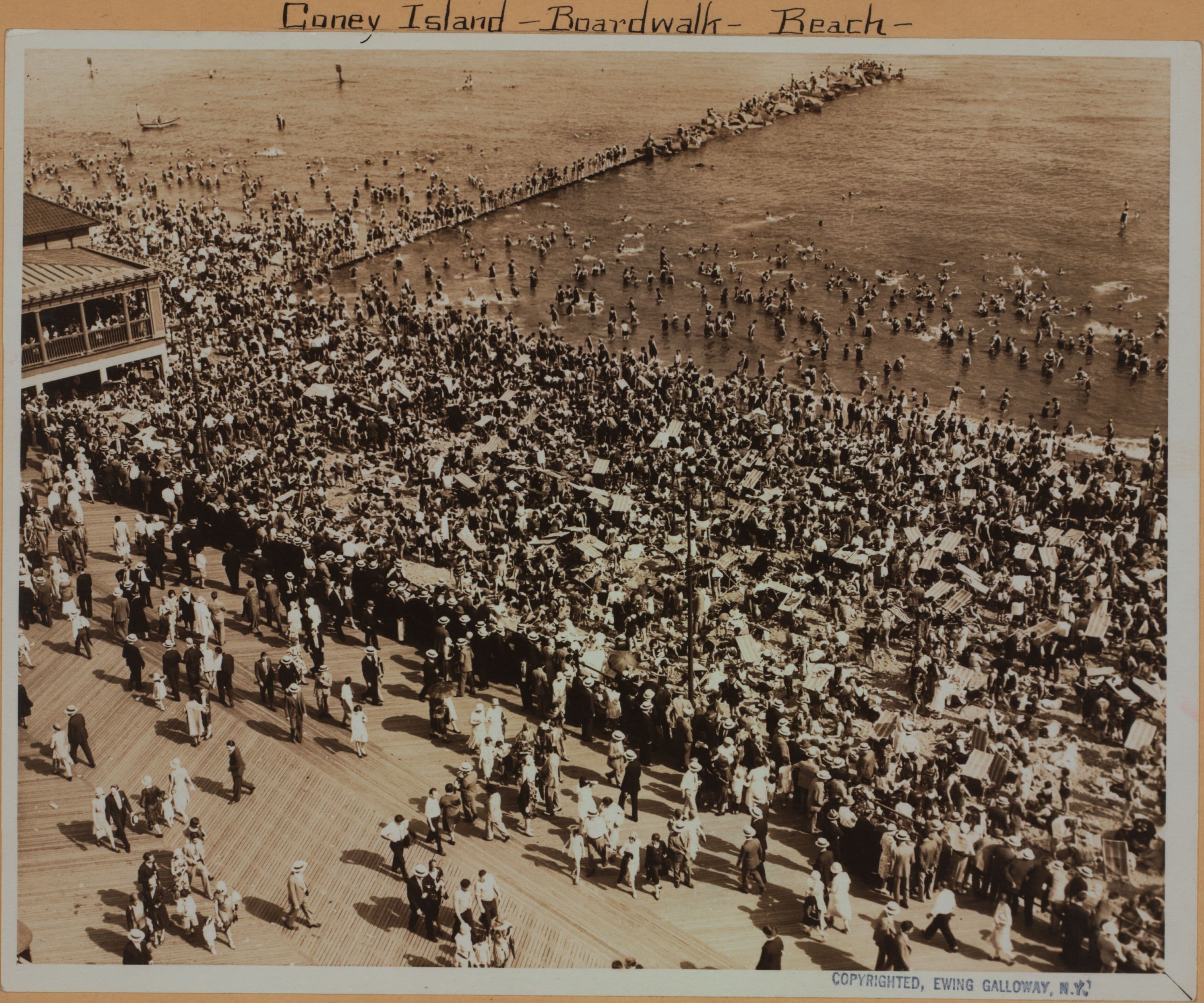 Islands - Coney Island - [Riegelmann boardwalk - Coney Island beach.]