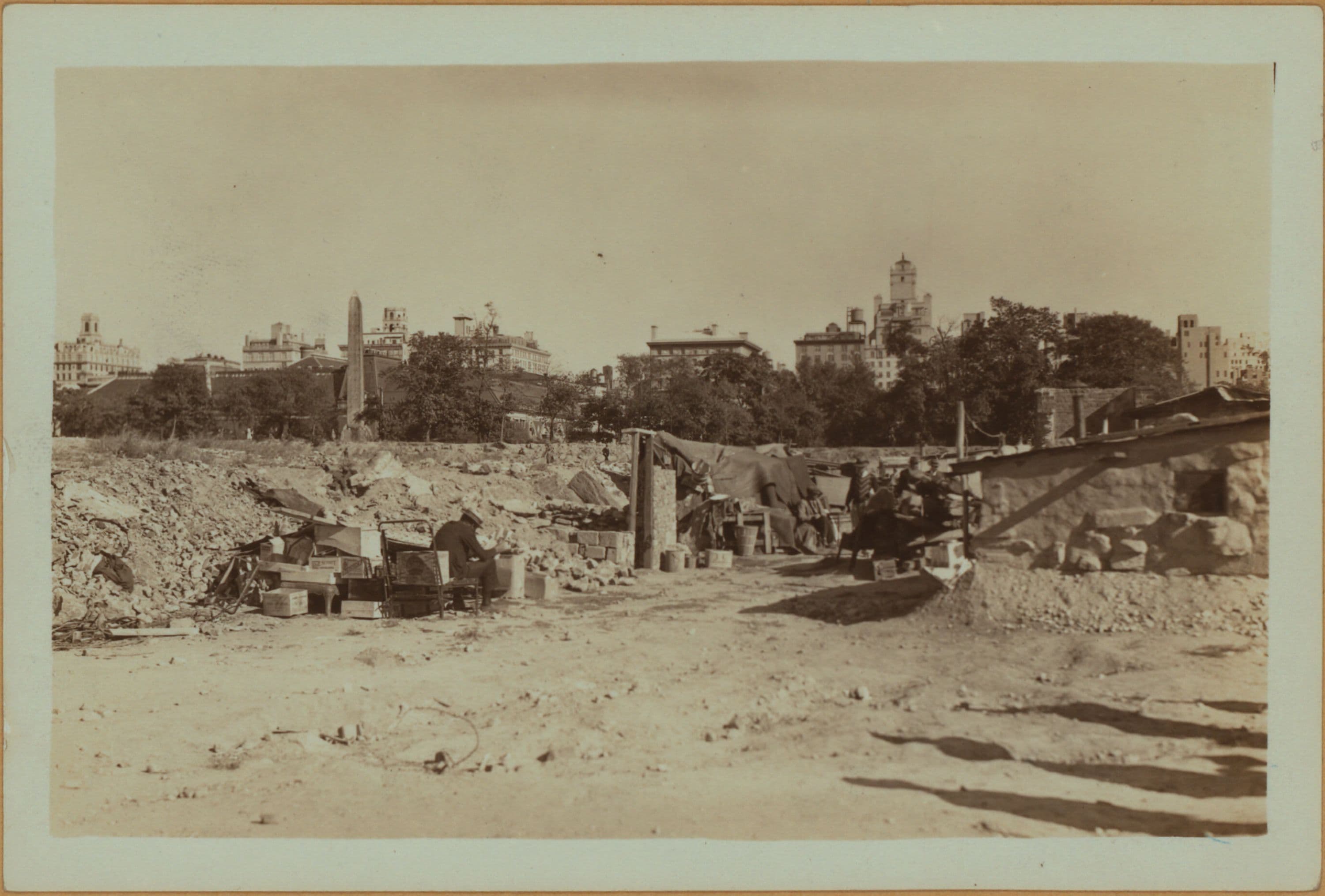 Squatters Colony - Central Park, Manhattan - [Shacks on the lower reservoir site.]