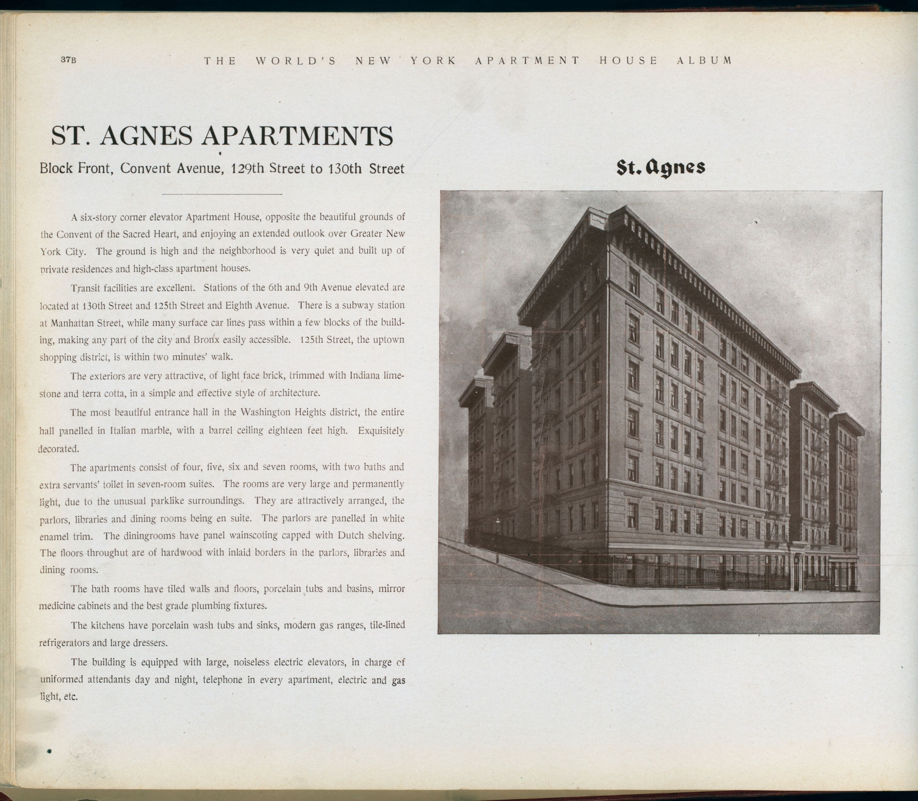 St. Agnes Apartments. Block Front, Convent Avenue, 129th Street to 130th Street.