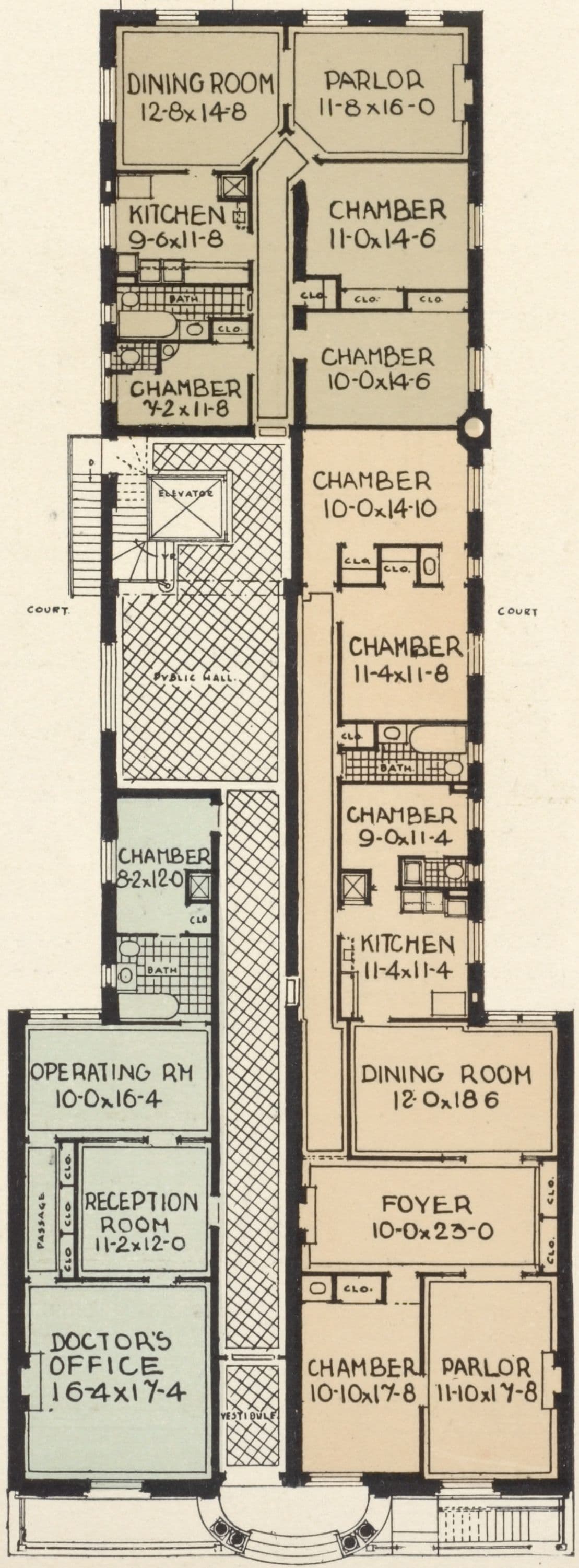 The Allenel, 310 West 93rd Street; Plan of first floor; Plan of upper floors.