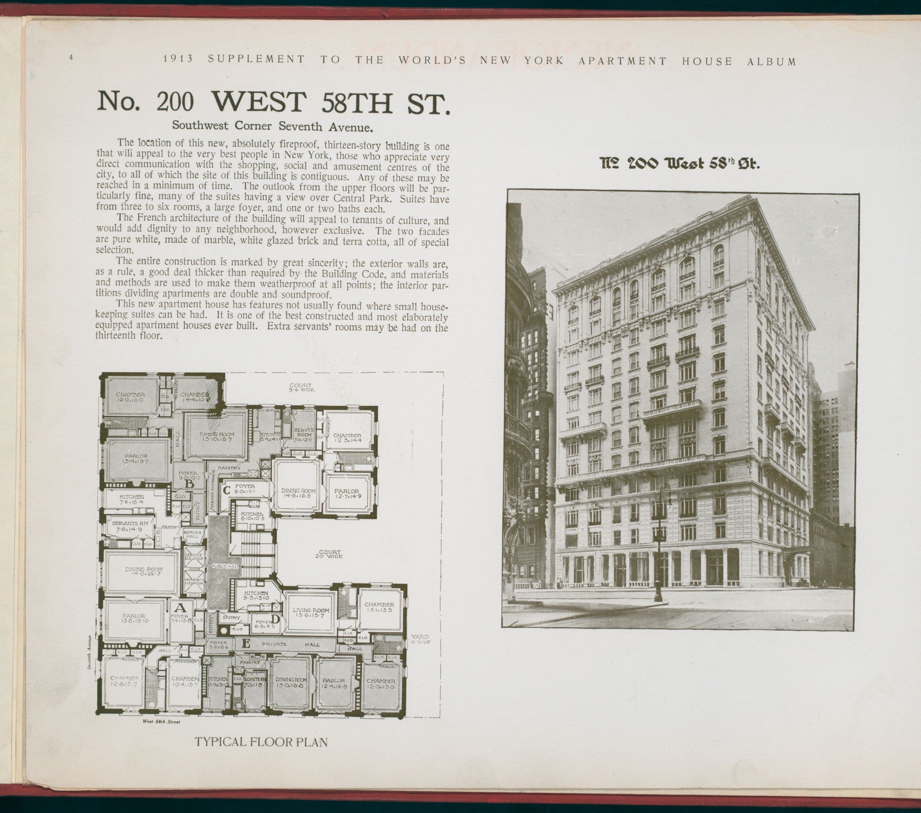 No. 200 West 58th Street. Southwest Corner Seventh Avenue.