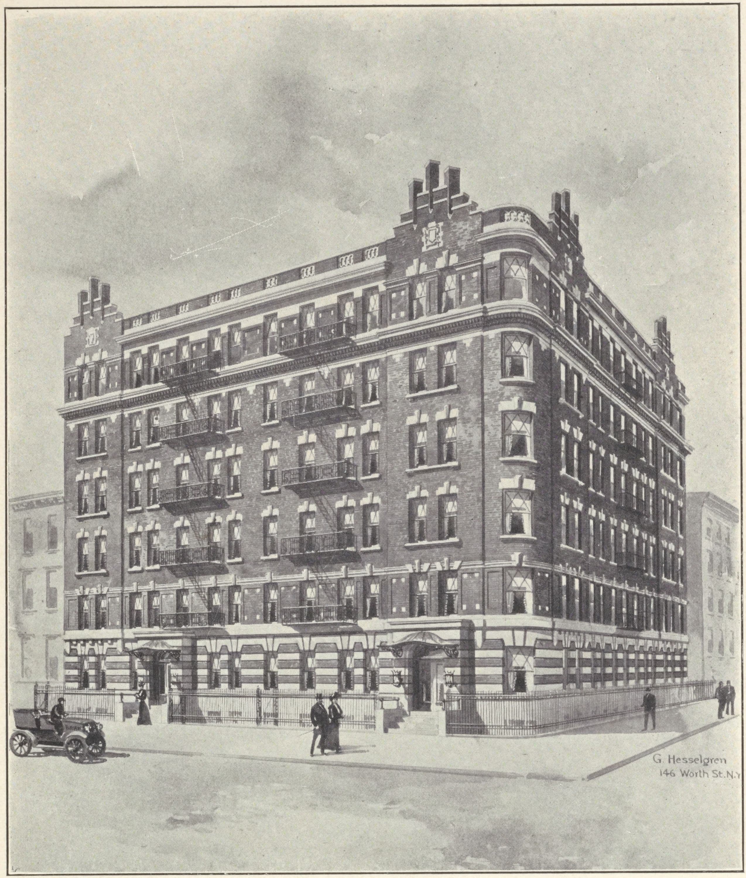 The Leonora and Noralea, northeast corner Hamilton Place and 140th Street; Plan of first floor; Plan of upper floors.