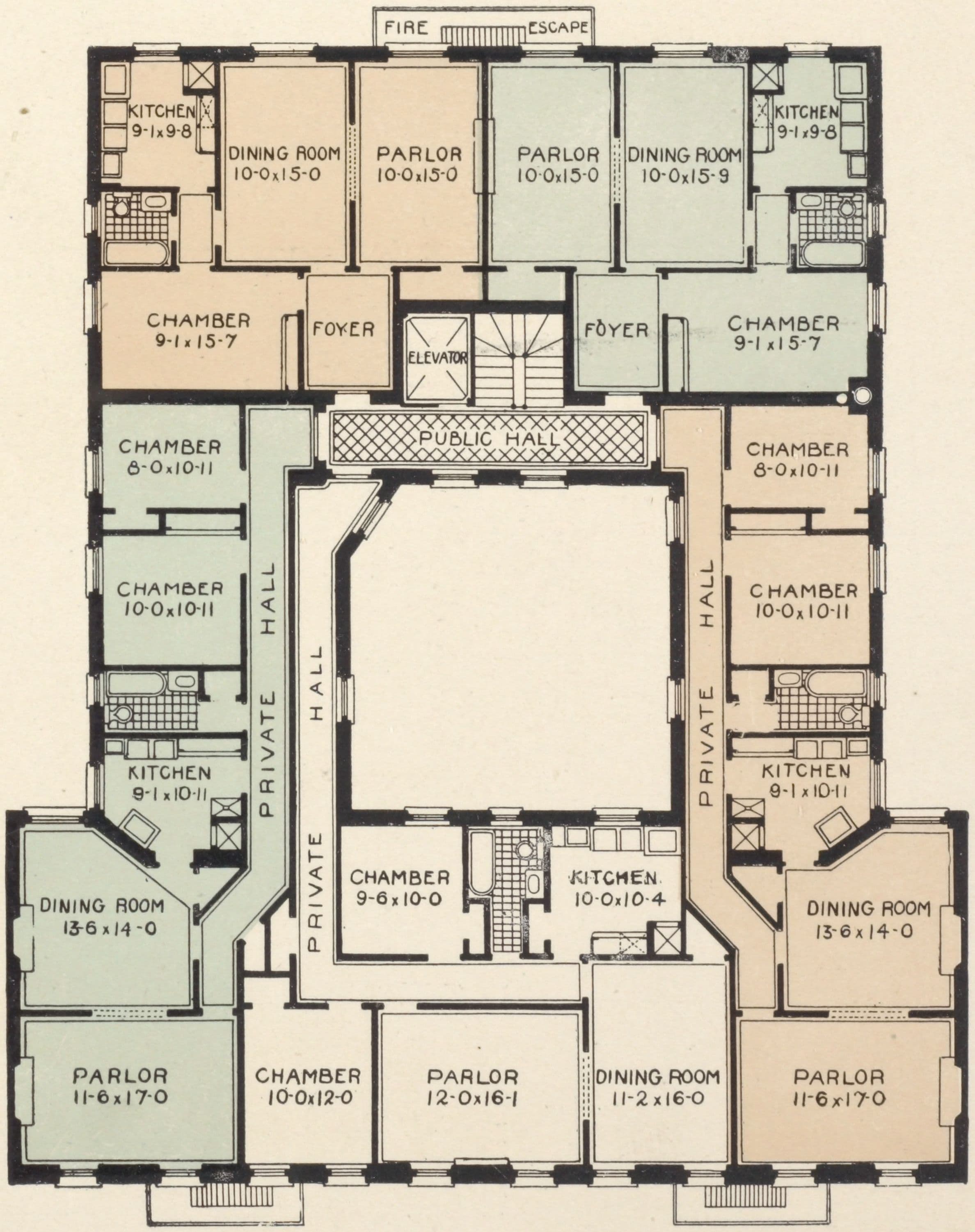 The Audubon Court, Nos. 2 and 4 St. Nicholas Place, opposite 150th Street; Plan of first floor; Plan of upper floors.