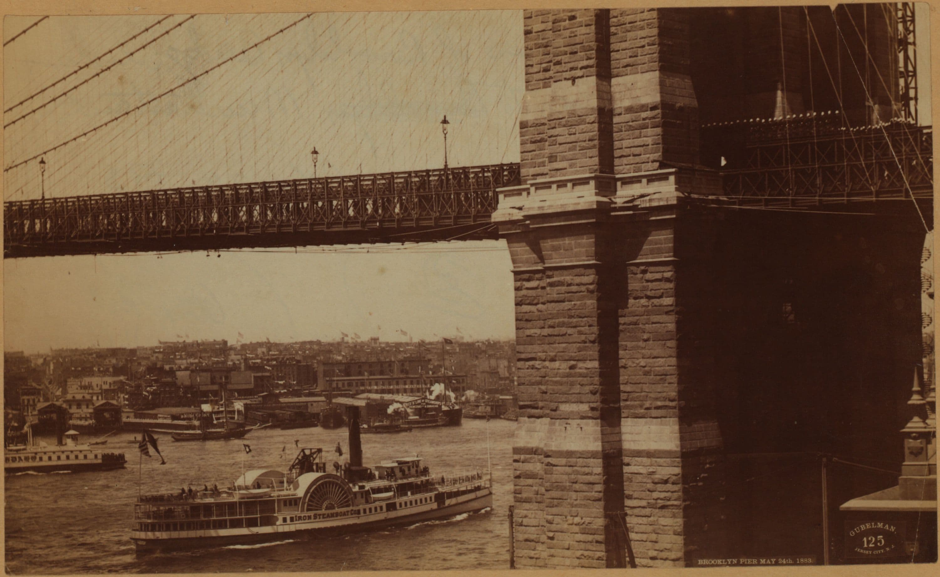 Bridges - Brooklyn Bridge - [Manhattan end of the bridge, while under construction.]