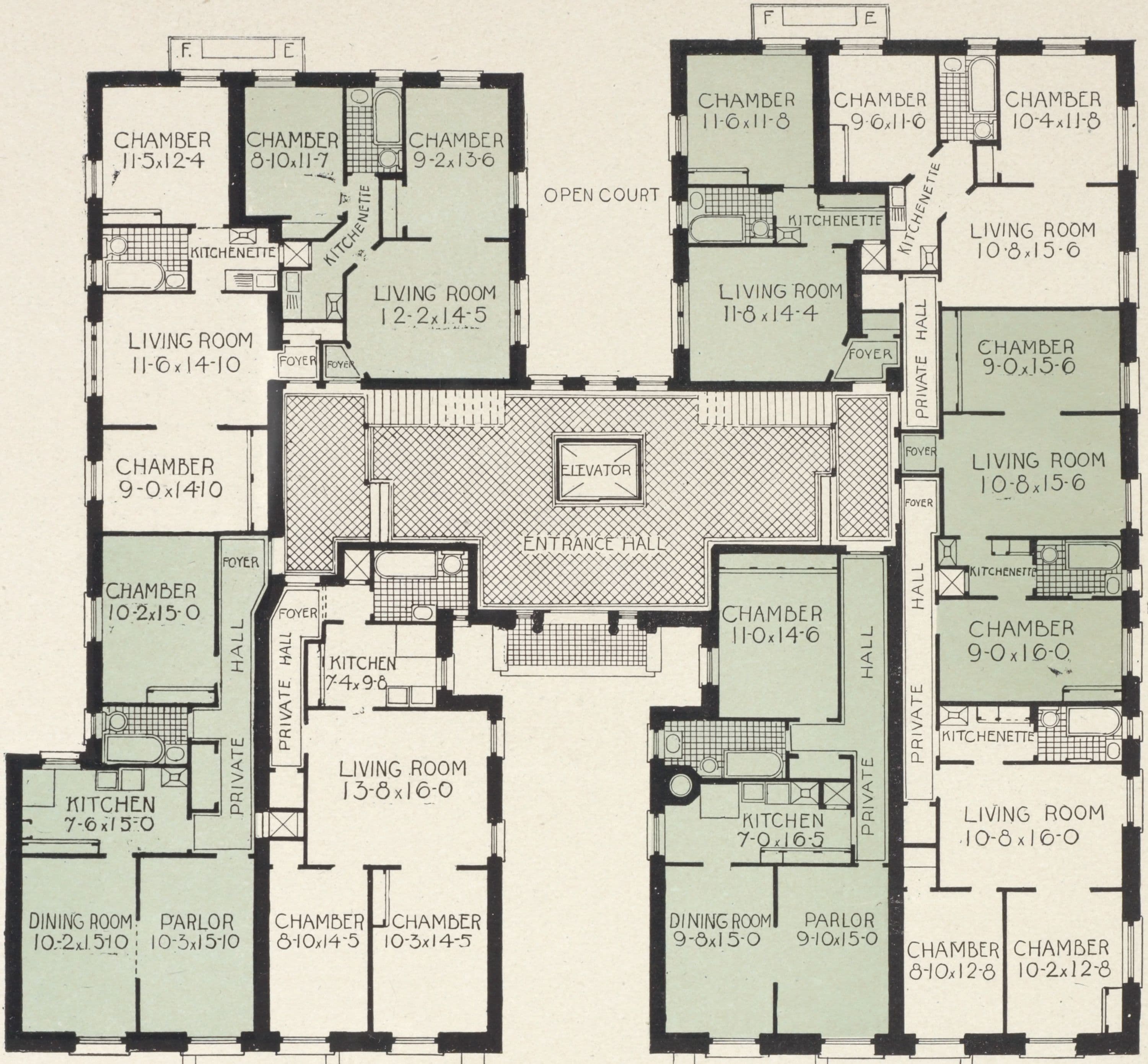 Fluri Apartments, northeast corner St. Nicholas Avenue and 177th Street. Plan of first floor; Plan of upper floors.