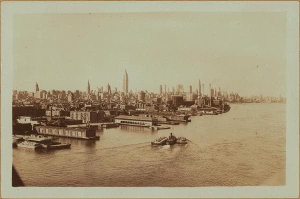 East River - shore and skyline ; Queensborough bridge ; Williamsburg bridge., 1930–1936