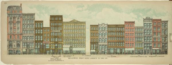 Broadway, West Side. Liberty to Dey St., 1899